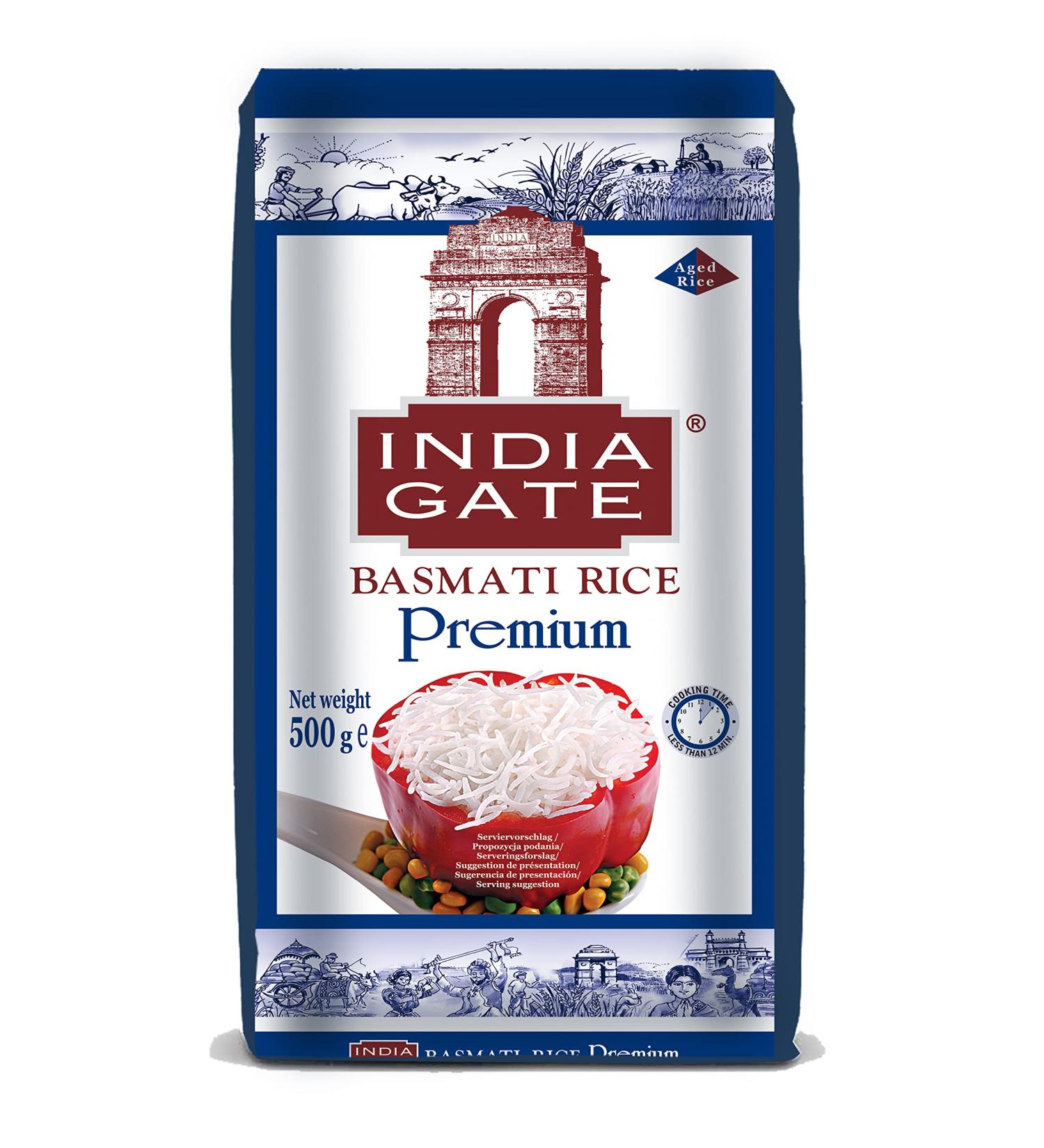 Buy INDIA GATE Premium Basmati Rice - Aromatic Long Grain Rice from India | 500g Pack - International Shipping Available - Buy Online on GoSupps.com