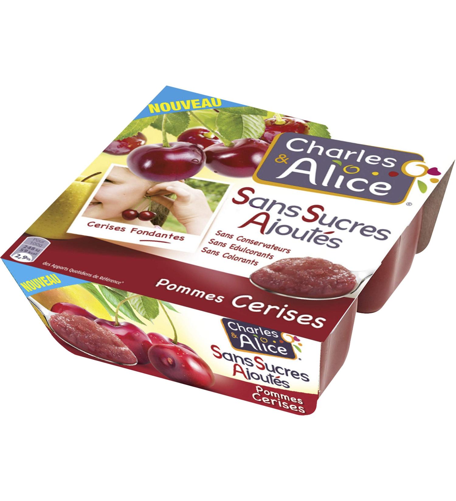 Charles & Alice Apple and cherry dessert - 4 pots of 97g