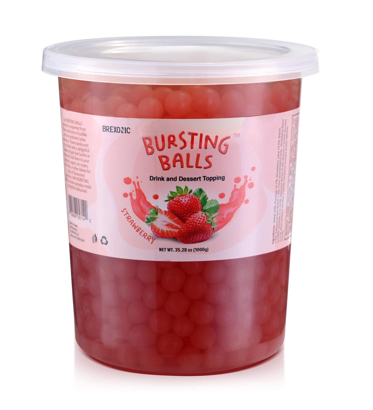 Strawberry Boba Pearls - Bursting Bubble Tea Tapioca Pearls - 2 LB Pack - Buy Online on GoSupps.com