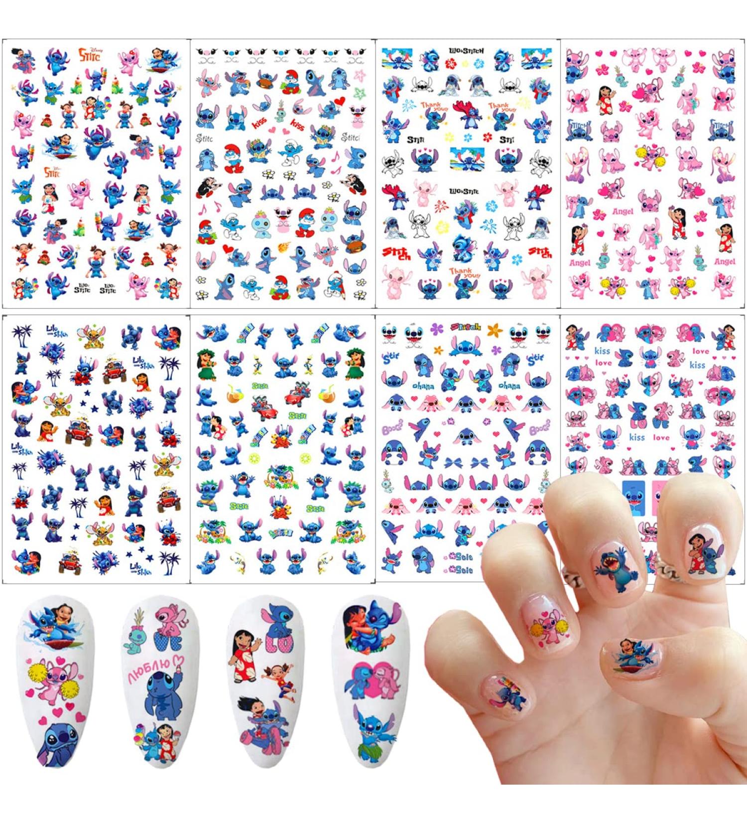 Cute Cartoon Nail Art Stickers - 8 Sheets 3D Self Adhesive Kawaii Designer Decals for Acrylic Nails - DIY Manicure Decorations for Women and Girls - Buy Online on GoSupps.com