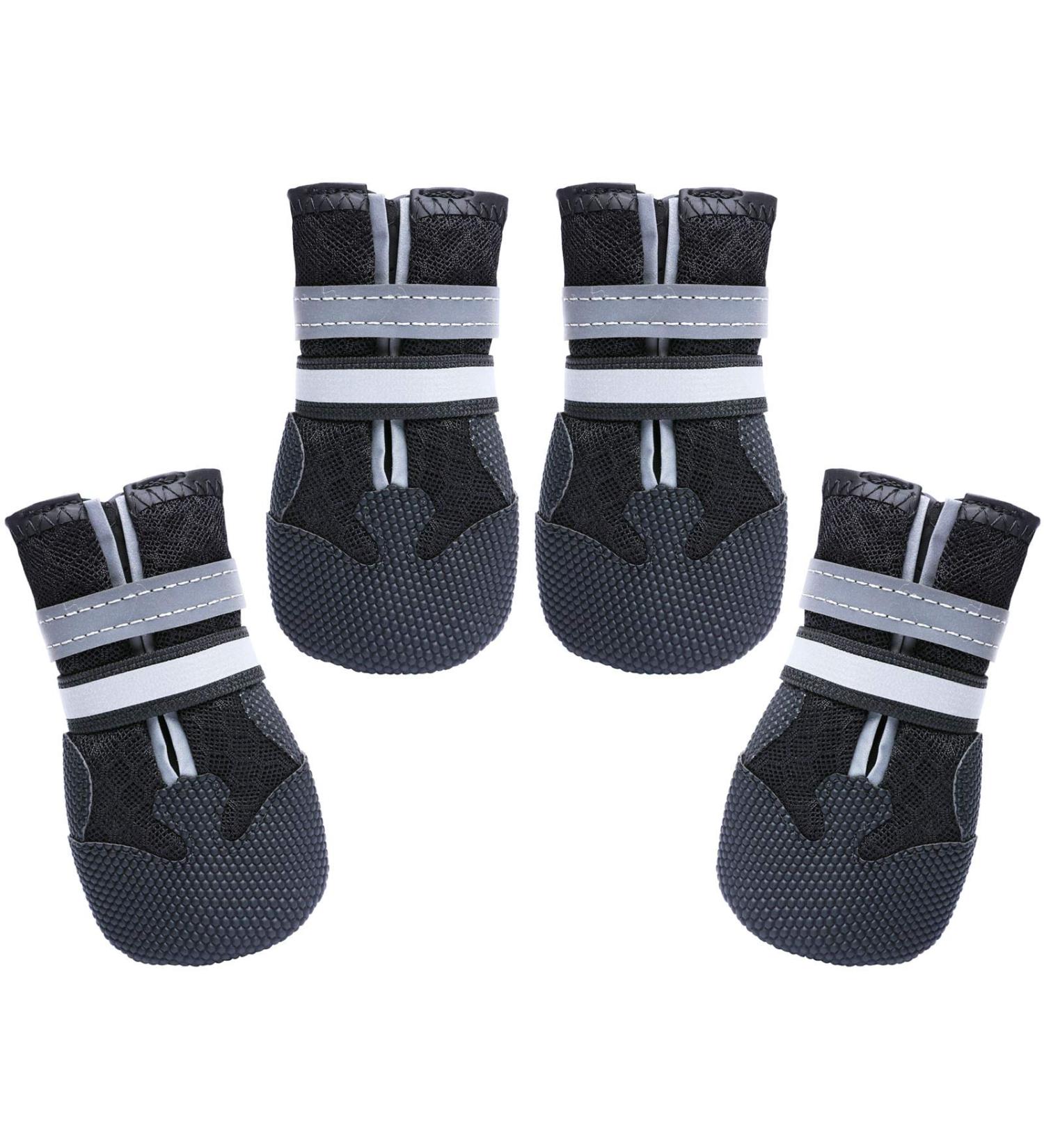 Dimicoo Breathable Mesh Dog Boots - Nonslip Rubber Sole Dog Shoes (Pack of 4) - S (1.97 Width) - Black - Buy Online on GoSupps.com