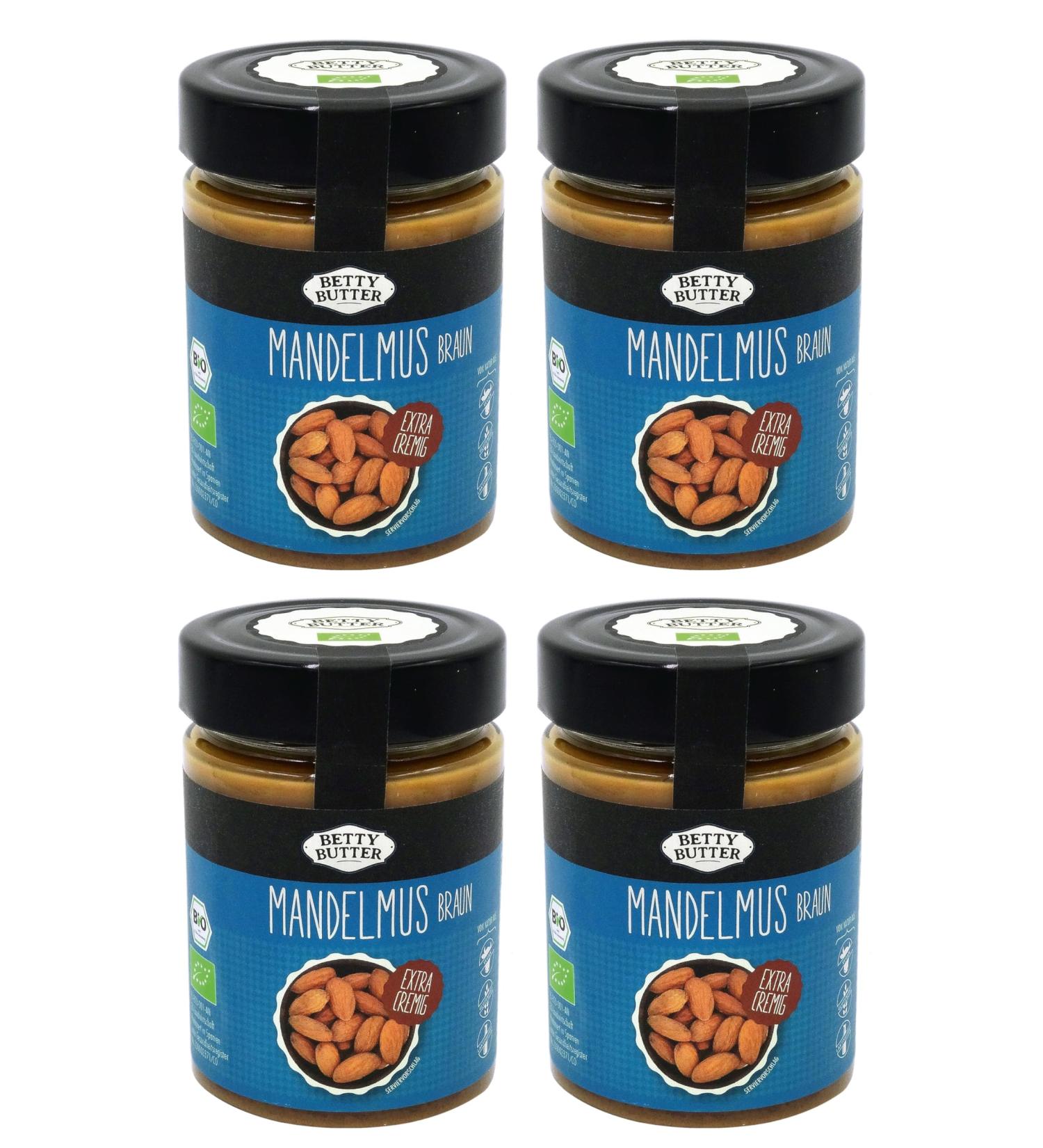  Betty Butter 4 x 330 g Premium Organic Almond Puree (Brown 4 x 330 g) Natural Nuts without Sugar Almond Puree Almond Butter No Additives No Palm Oil No Additives - Buy Online on GoSupps.com