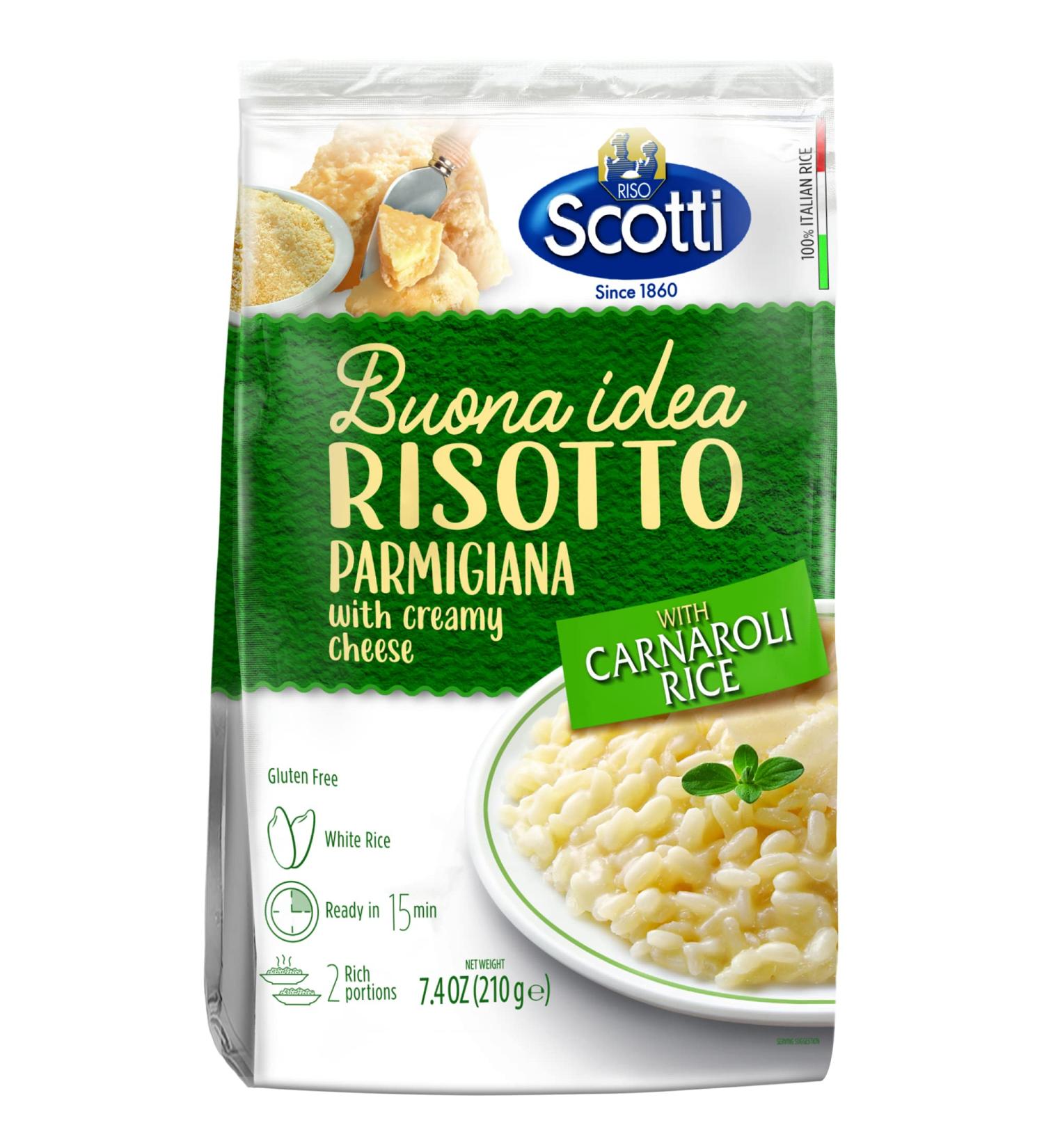 Riso Scotti Parmesan Cheese Seasoned Risotto Meal - Easy to Cook Italian Side Dish - 7.4 oz - Serves 2-3 - Buy Online on GoSupps.com