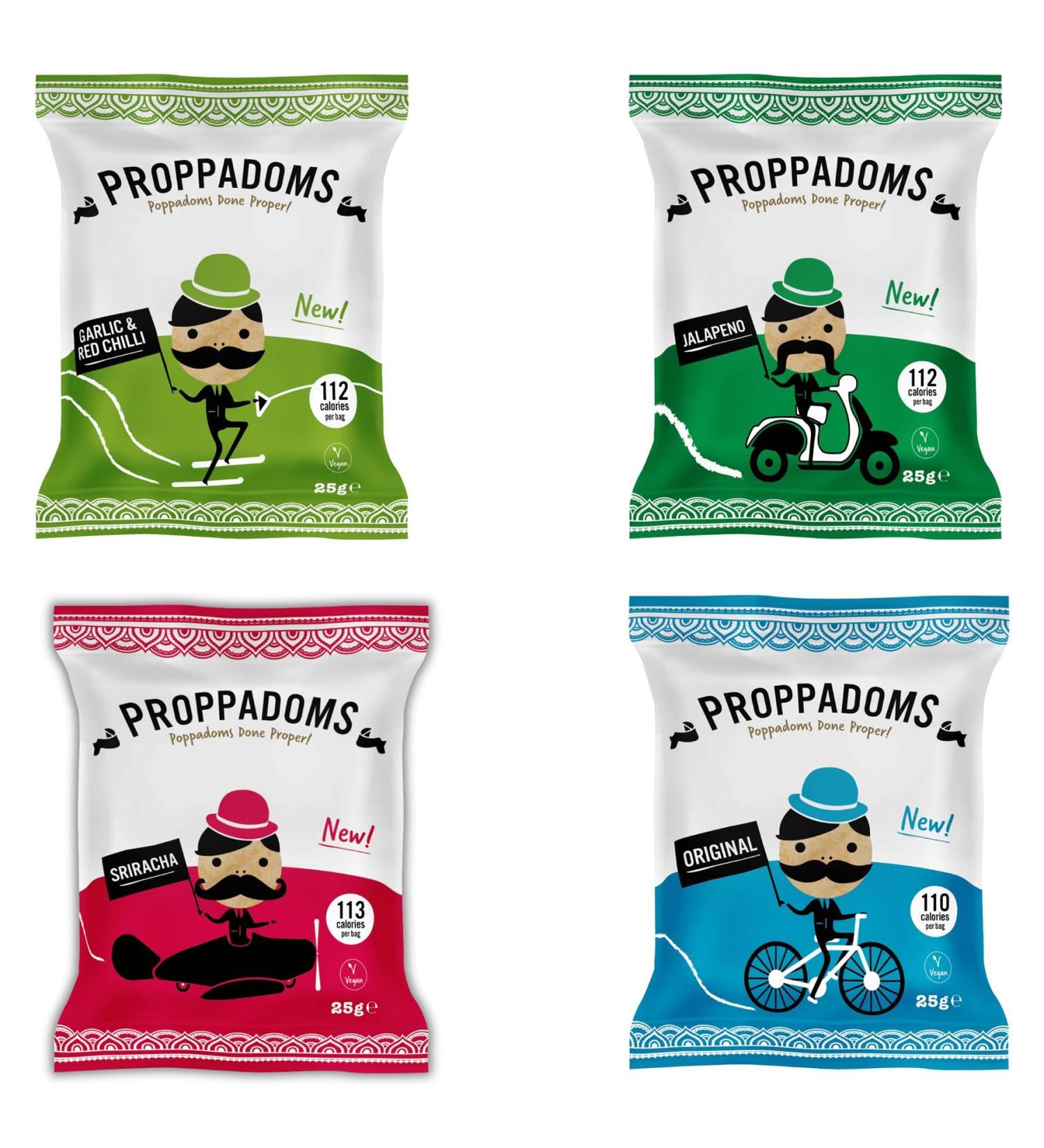 Proppadom Wafers Pick N Mix - Choose From 3+ Flavours | Garlic & Red Chilli Jalapeno Sriracha Original | Gift Set for Wafer Lovers Pack of 3 X 25g 25 g (Pack of 3) - Buy Online on GoSupps.com