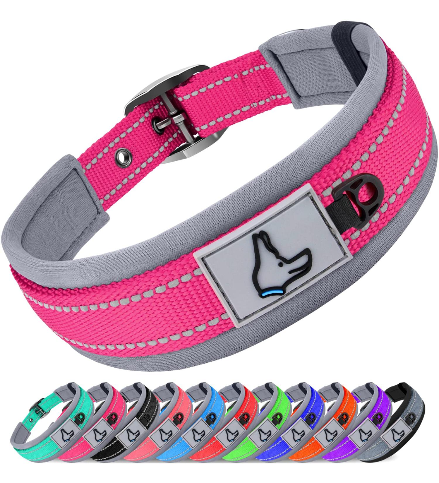 Joytale Softly Padded Neoprene Dog Collar for Extra Large Dogs - Reflective Nylon Bright Pink XL (1-Pack) - Durable Comfortable & Stylish - Buy Online on GoSupps.com
