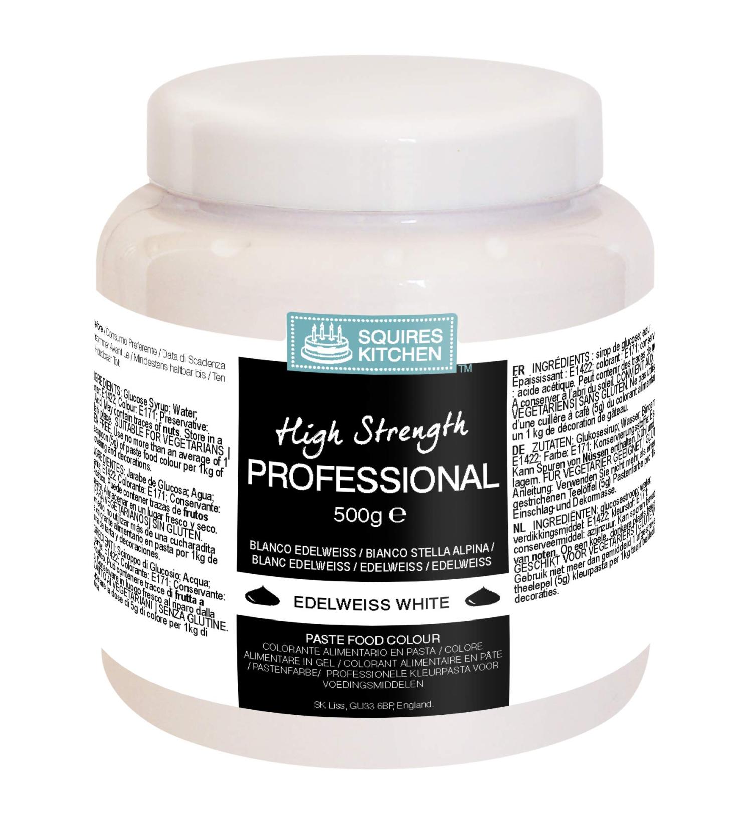 Squires Kitchen Edelweiss White High Strength Edible Food Colour Paste 500g