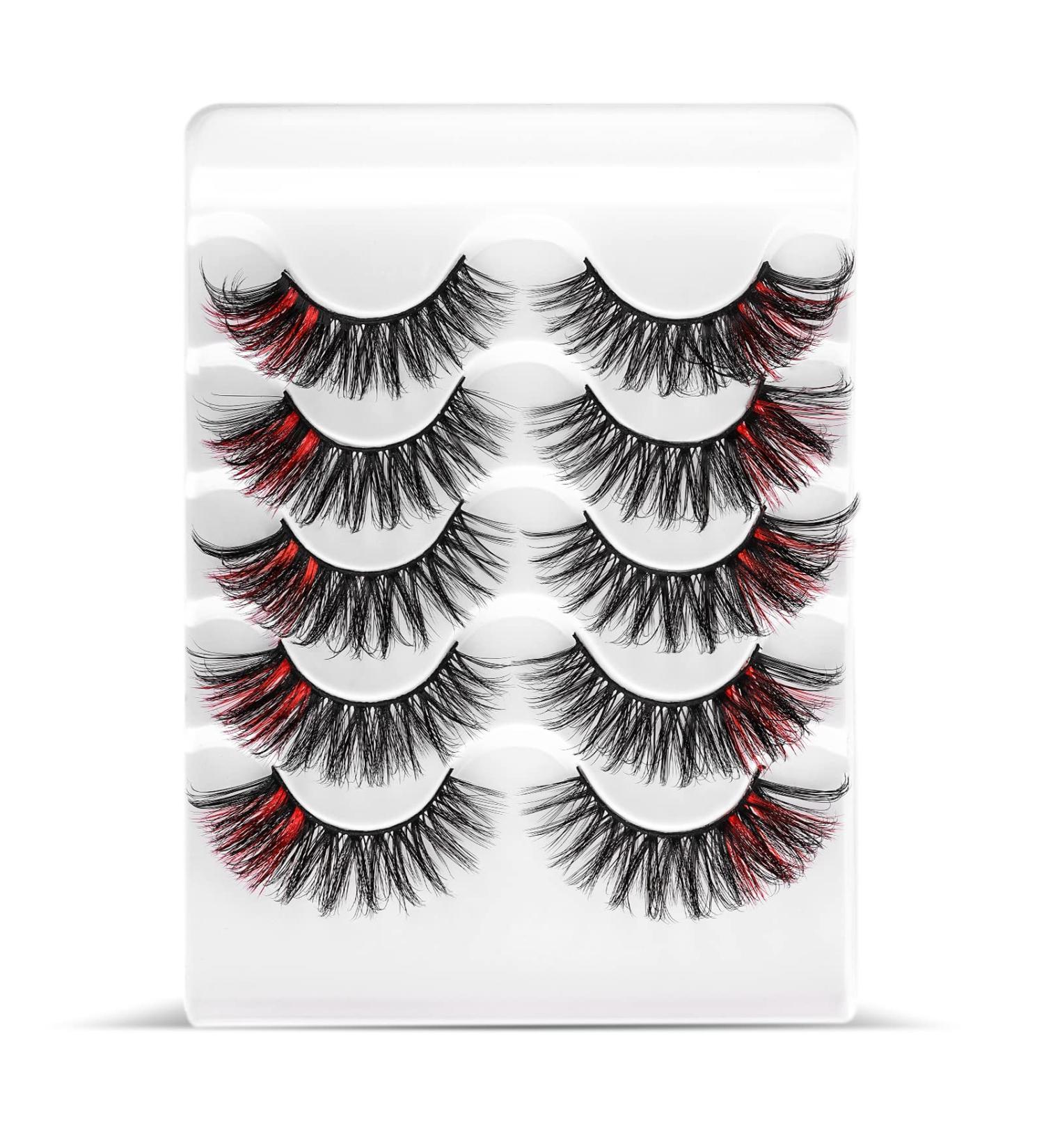 Sibba Multi-Layer 3D Colored Artificial Eyelashes - 5 Pairs of Dramatic Glitter Cat Eye Strips | Fluffy Thick Volume for Cosplay - Buy Online on GoSupps.com