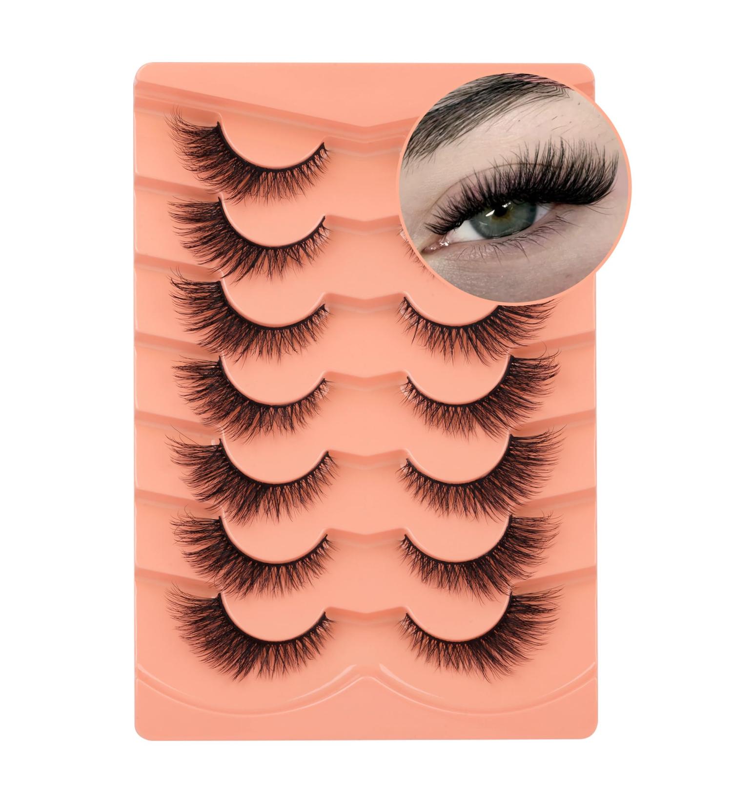 Lashes Fox Eye Natural Eyelashes Fluffy Cat Eye False Lashes 8D Curly Wispy Faux Mink Fake Eyelashes 7 Pairs by Mavphnee - Buy Online on GoSupps.com