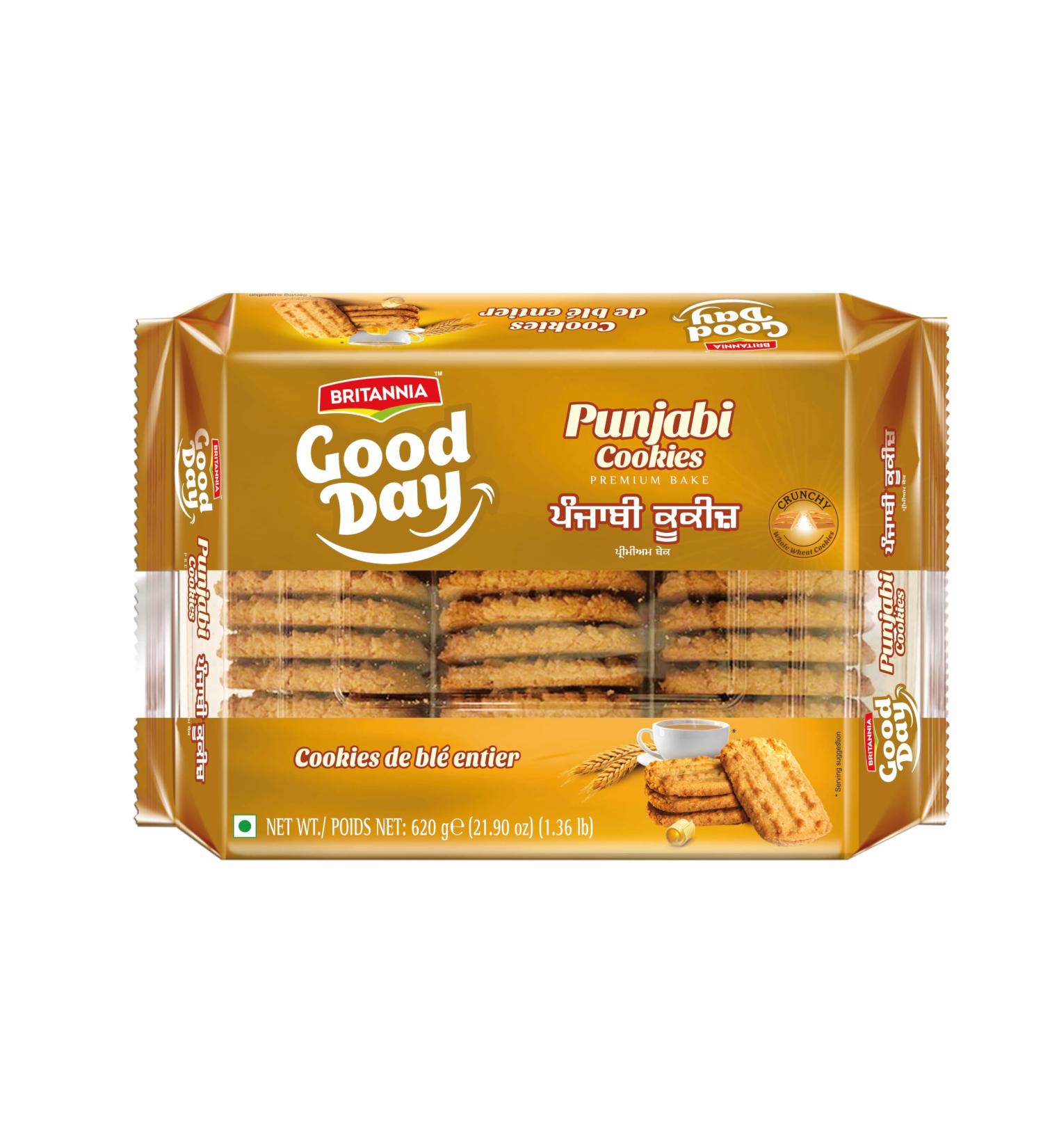 BRITANNIA PUNJABI COOKIES - 620g (8 x 620g) | Whole wheat Biscuits made good | Perfect Snacks for kids and Adults.