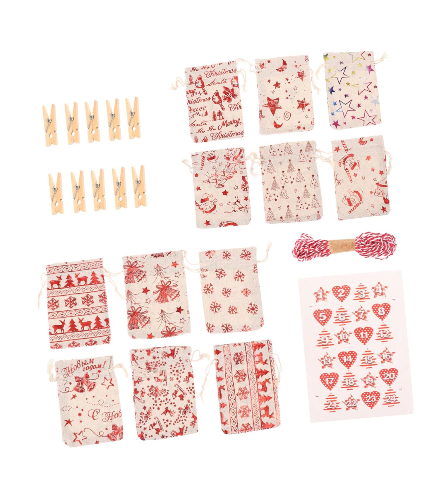 KONTONTY 1 Set Countdown Candy Bag Calendars Candy Bags Christmas Drawstring Bag Wrapper Number Pendant - Buy Online on GoSupps.com