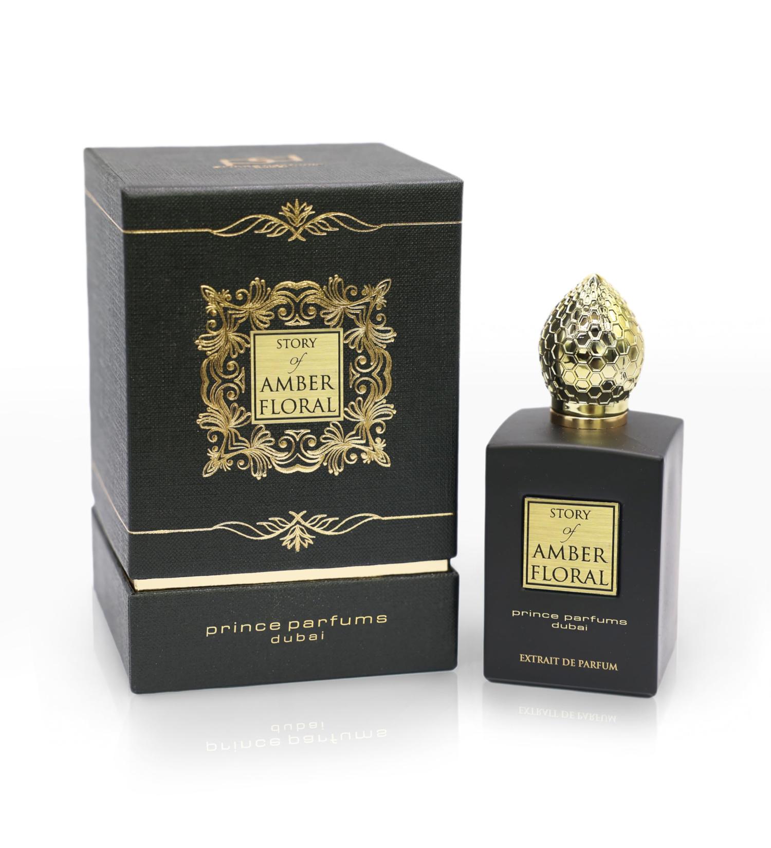 The Story of Amber Floral by Prince Parfums Dubai - 3.4 Ounces Women's Extrait de Parfum - Enchanting Essence of White Florals Jasmine & Bulgarian Rose - Luxurious Vanilla & Sandalwood Symphony - Buy Online on GoSupps.com