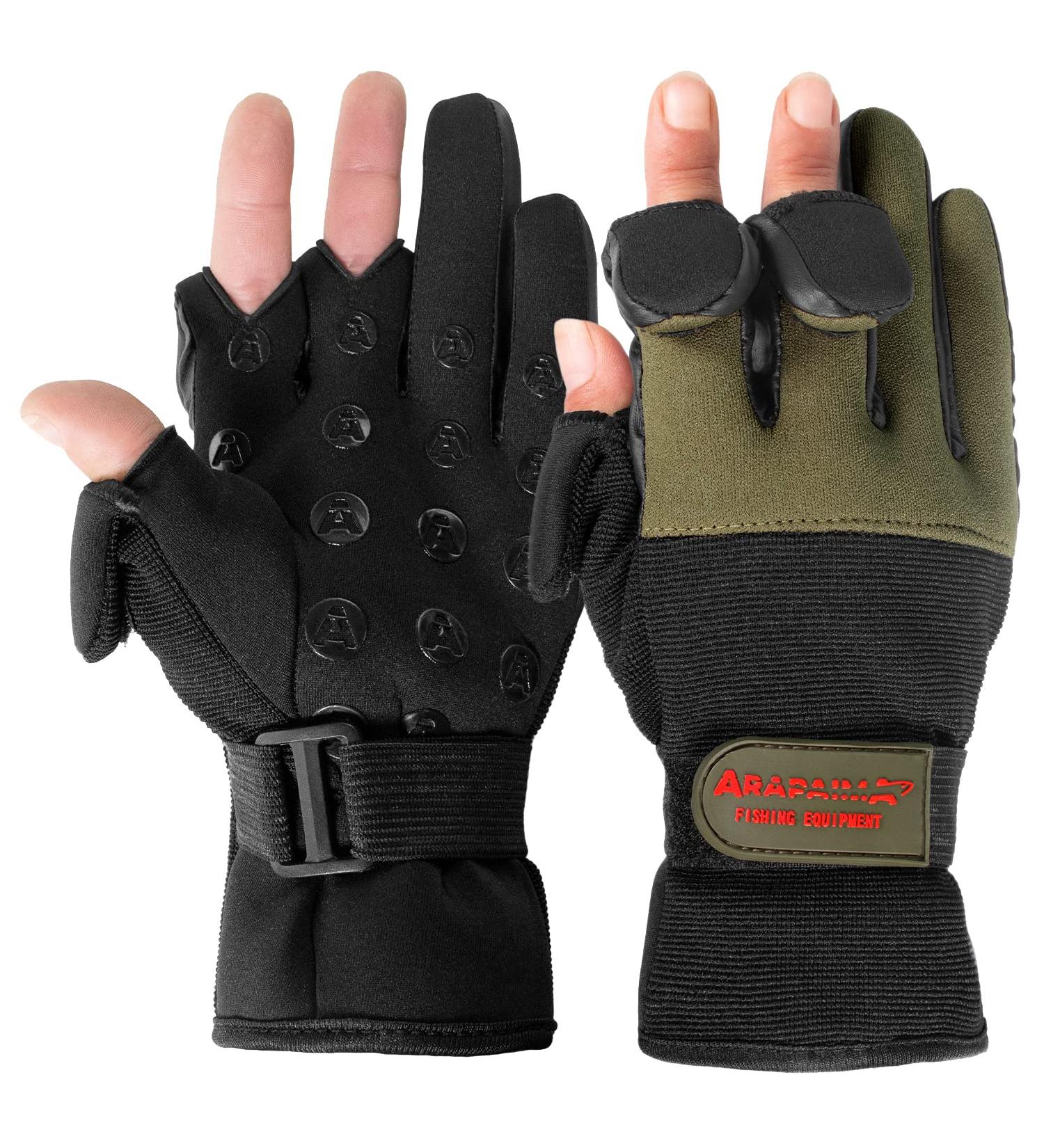 Arapaima Fishing Equipment Neoprene Fishing Gloves | Wizard Thermo Angel | XL Oliv/Black | Best Waterproof Fishing Gloves for Outdoor Adventure - Buy Online on GoSupps.com
