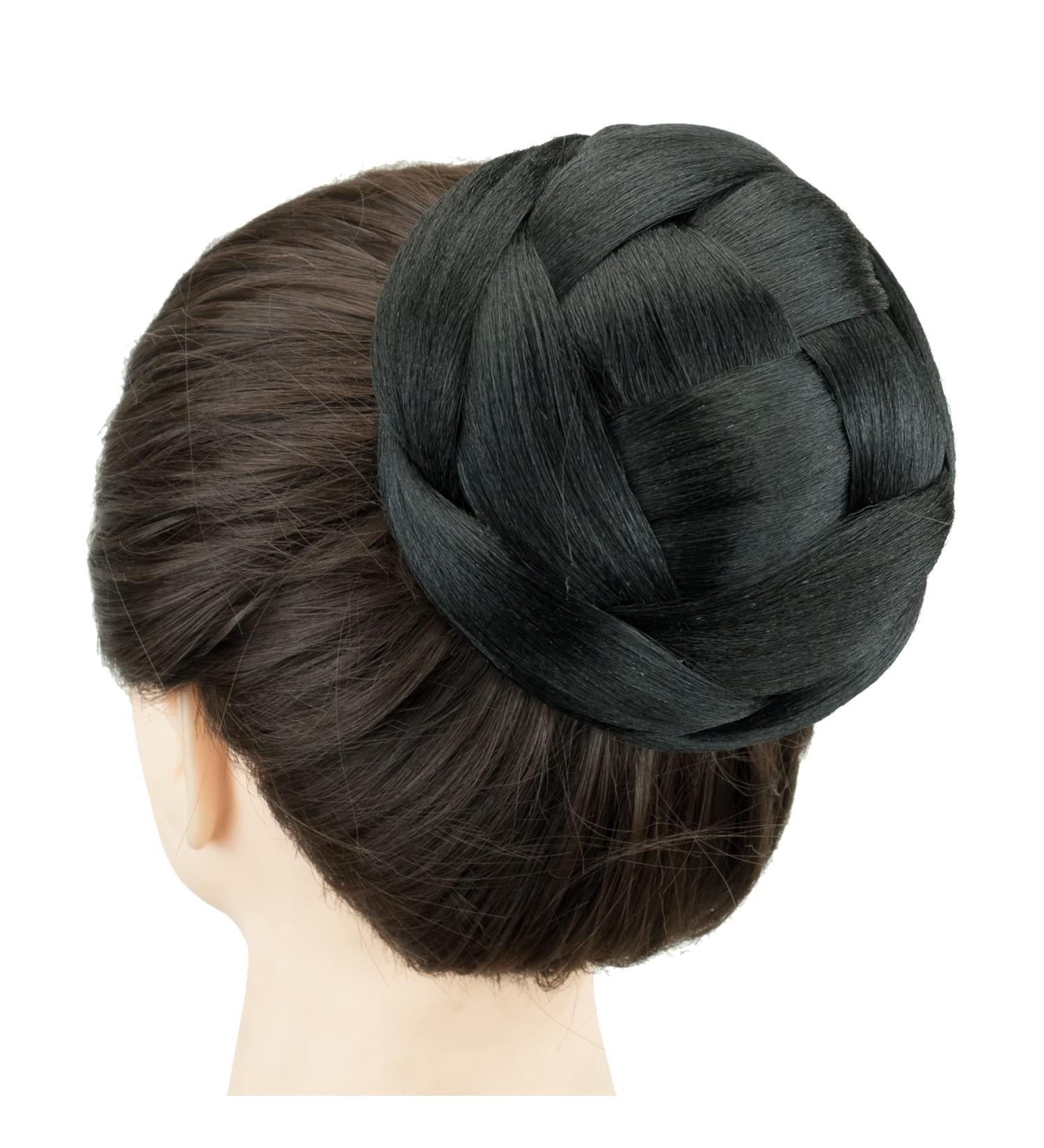 Imissu Medium Braided Chignon Hair Cover for Women - Stylish Donut Hair Accessories for Weddings & Parties (Black) - Buy Online on GoSupps.com