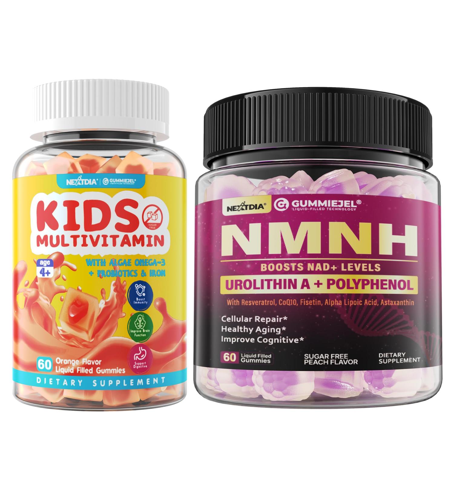 Nextdia NAD+ Supplement for Women with Urolithin A Polyphenol Complex Resveratrol + Kids Multivitamin Gummies - Buy Online on GoSupps.com