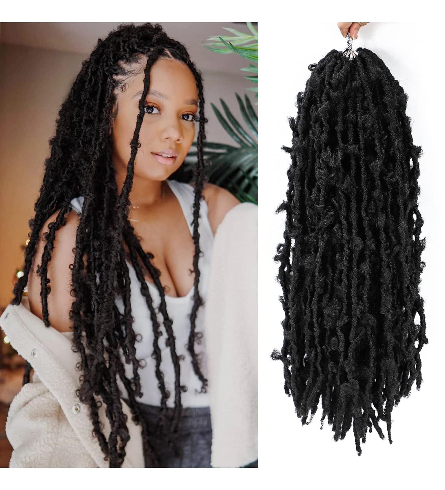 Yewell Butterfly Locs Crochet Hair 24 Inch 6 Packs - Soft Long Pre-looped Distressed Faux Locs Crochet Hair for Black Women, 1B Color - Pack of 6 - Buy Online on GoSupps.com