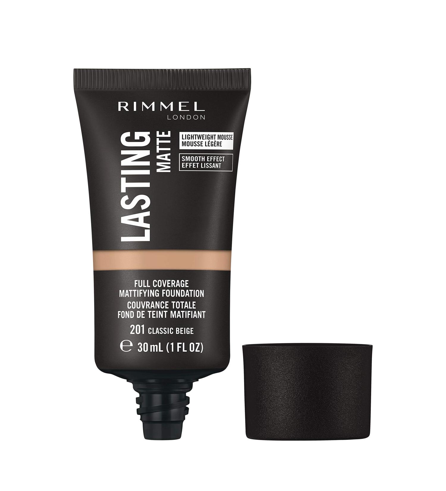 Rimmel Lasting Matte Full Coverage Foundation 201 Classic Beige 30ml - Lightweight Formula - Buy Online on GoSupps.com