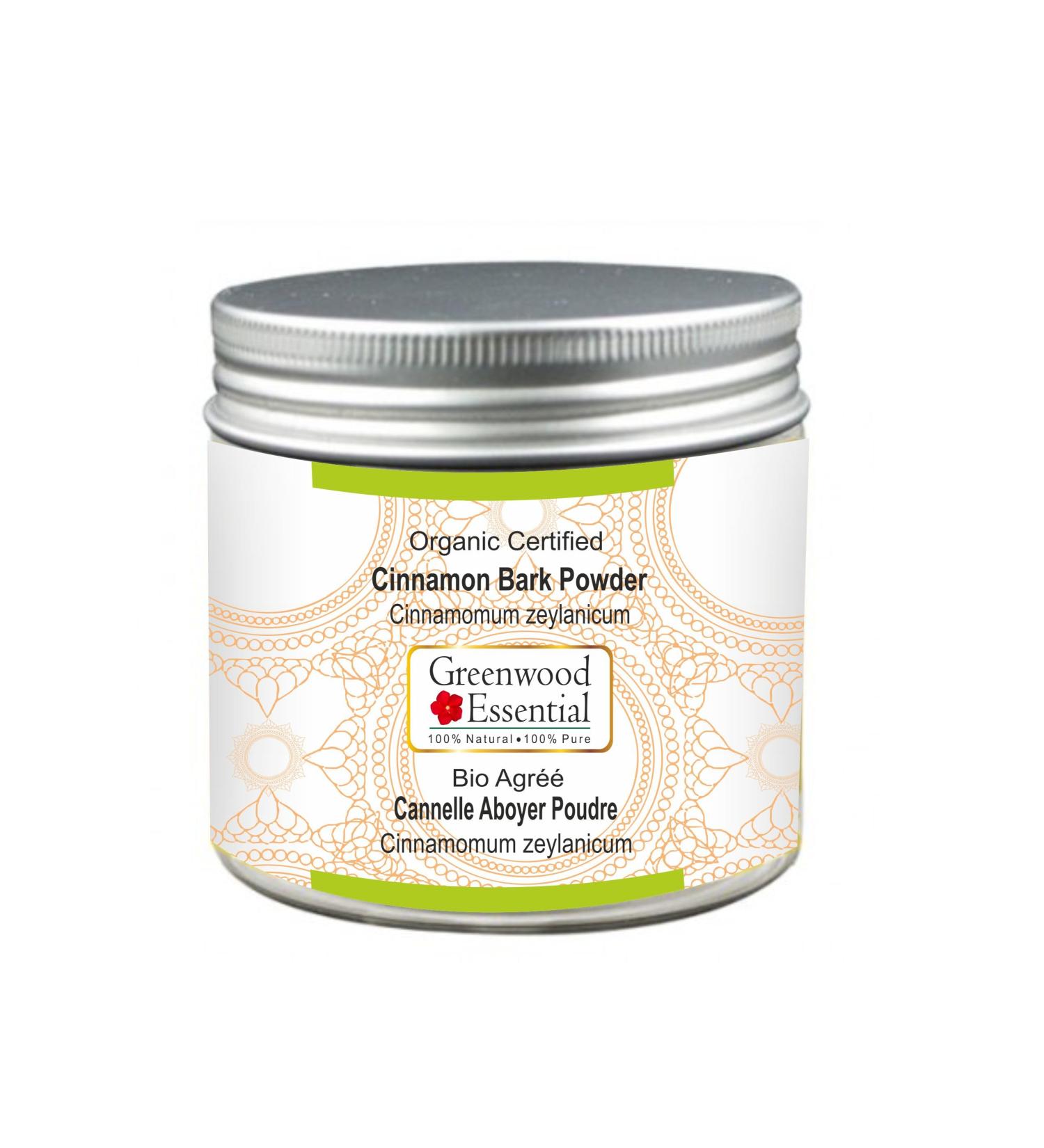Greenwood Essential Pure Cinnamon Bark Powder (Cinnamomum zeylanicum) Organic Certified 100% Natural Therapeutic Grade 200gm (7.05 oz) Cinnamon Bark Powder 200gm - Buy Online on GoSupps.com