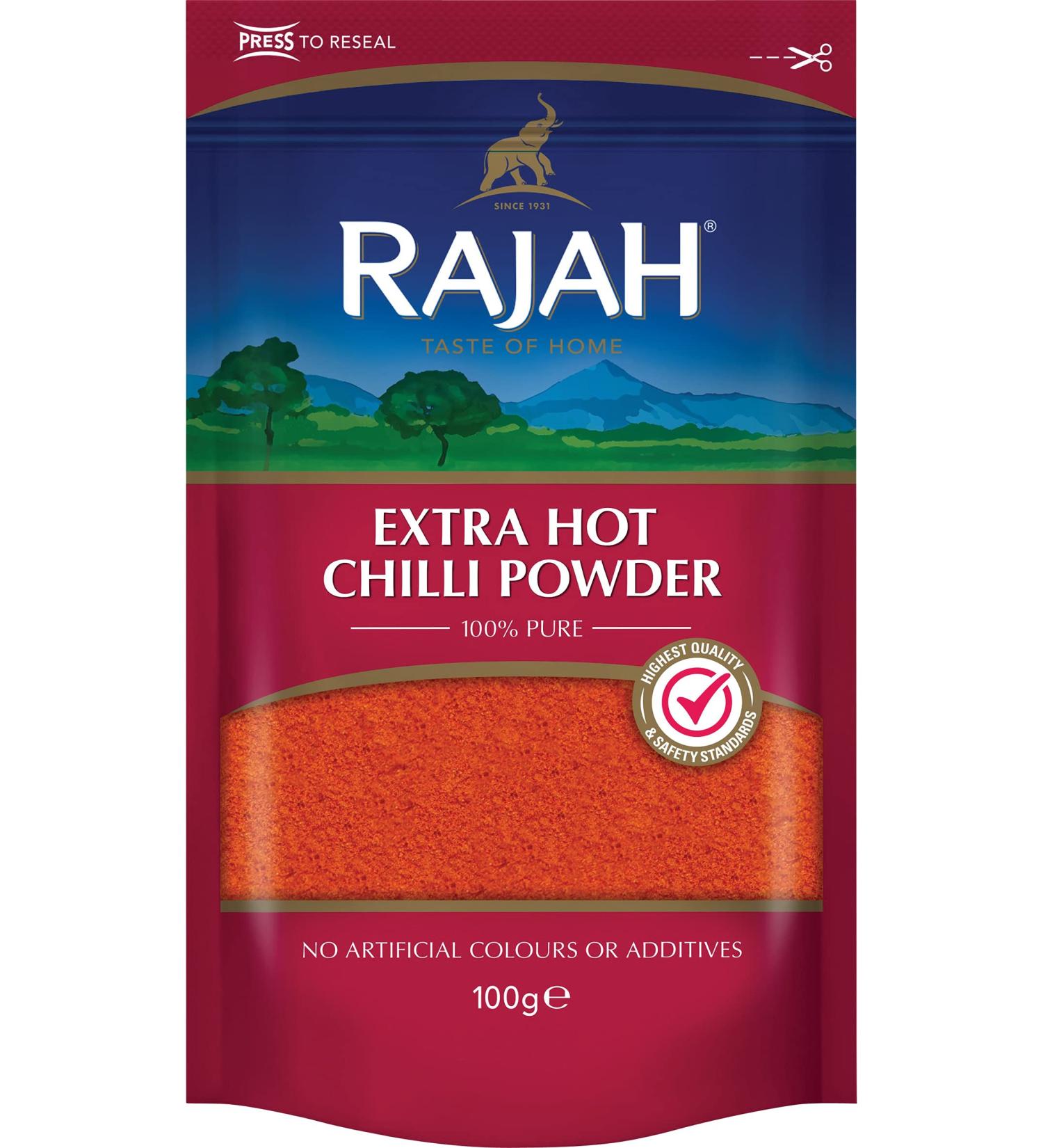 Rajah Extra Hot Chili Powder - Spicy Seasoning for Cooking | 100g - Buy Online on GoSupps.com