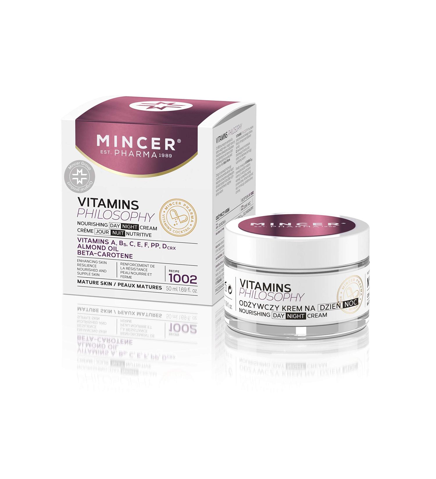  MINCER EST. PHARMA 1989 Mincer Pharma Vitamins Philosophy Nourishing Day and Night Face Cream for Mature Skin with Almond Oil Vitamins A B C E F PP D and Macadamia Oil 50 ml - Buy Online on GoSupps.com