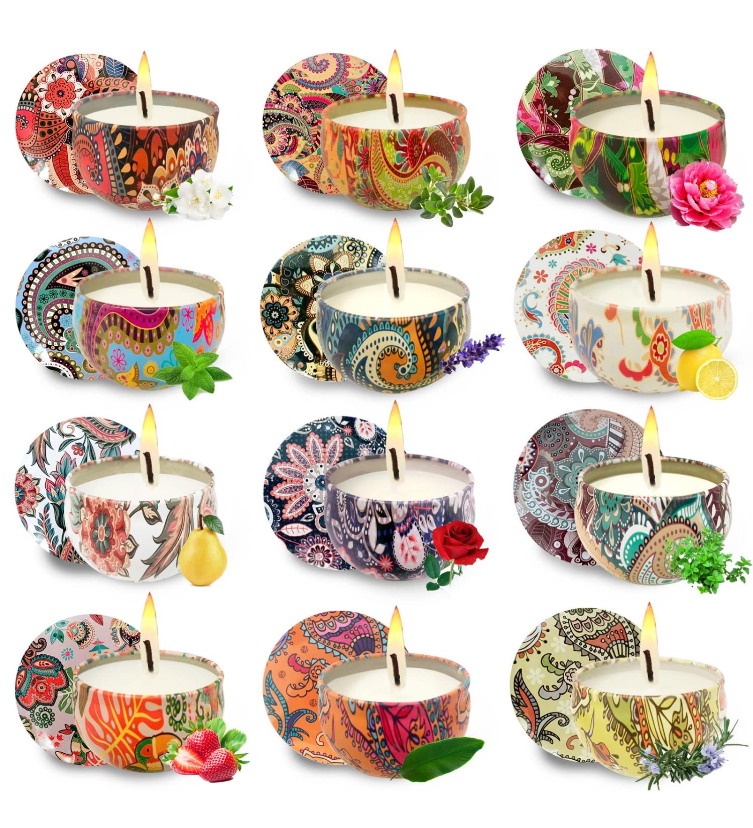 Scented Candle Set Gift for Women - 12 Pack Aromatherapy Candles | Soy Wax, Strong Fragrance | 2.5 Oz Jars, Long Lasting 180-240 Hours | Perfect for Christmas, Valentine's Day Decoration - Buy Online on GoSupps.com
