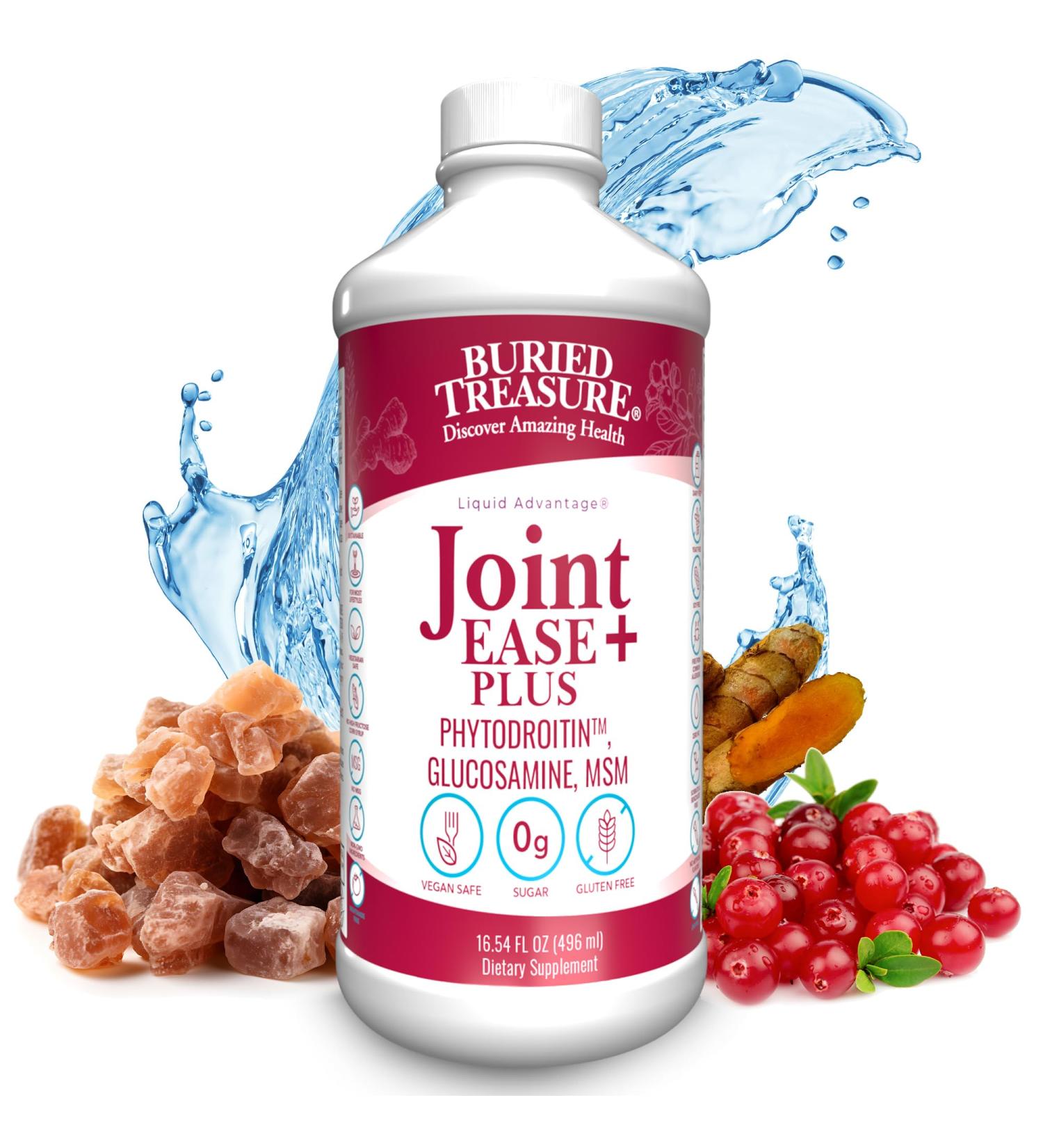 Buried Treasure Joint Ease Plus - 16 fl oz, Glucosamine Chondroitin with MSM and Turmeric, Joint Support Supplement - Buy Online on GoSupps.com