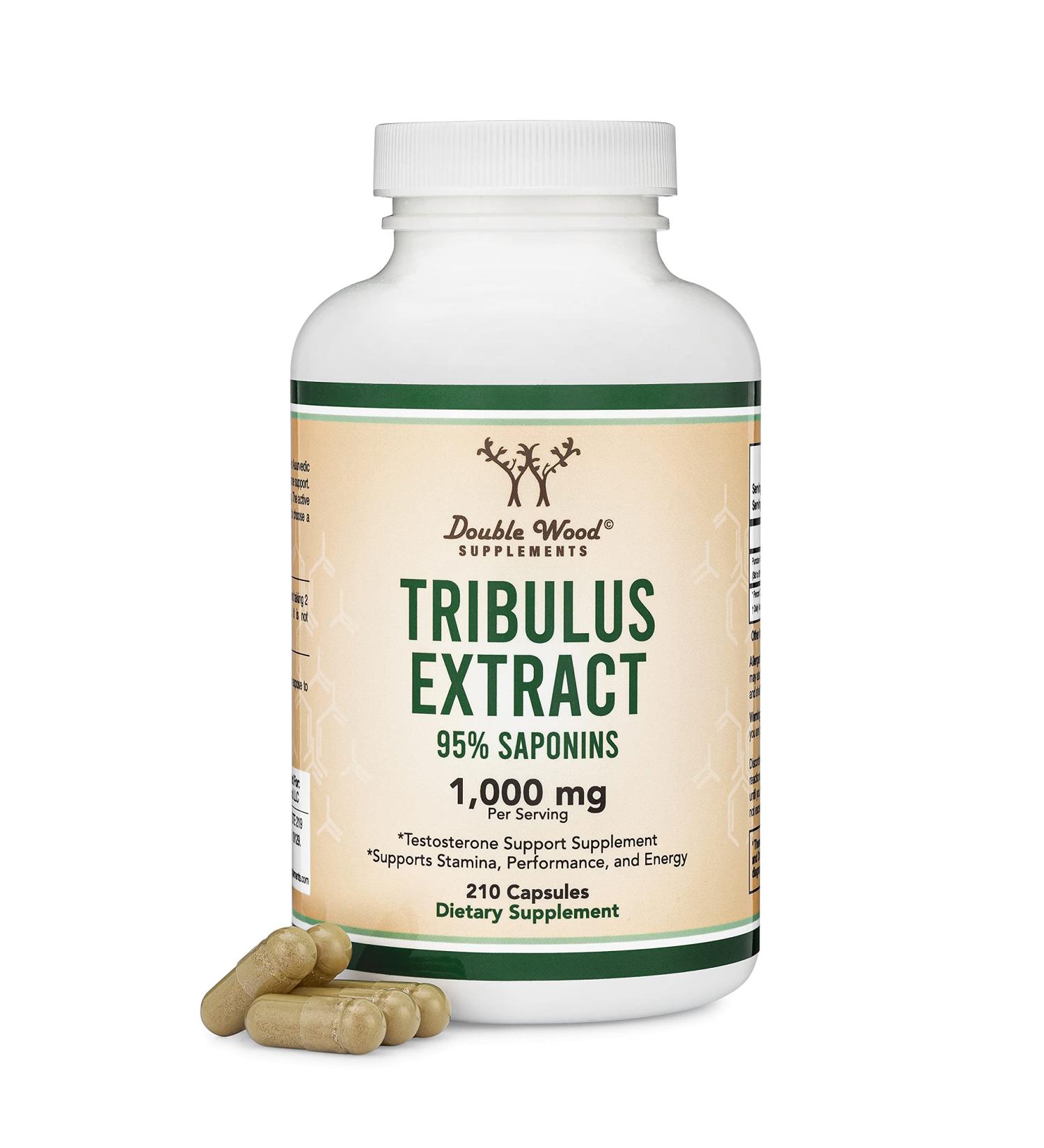 Tribulus Terrestris for Men (Purest 95 Saponin Content) 210 Capsules 1000mg Concentrated Natural Fruit Extract Testosterone and Libido Support by Double Wood Supplements - Buy Online on GoSupps.com