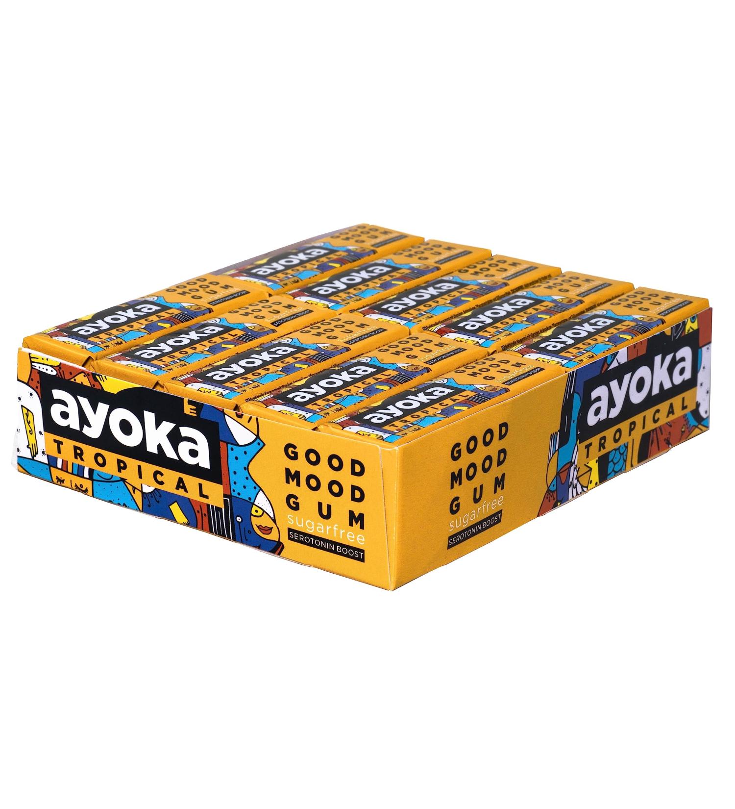 Ayoka Good Mood Gum Tropical - Vegan Chewing Gum for Mood Enhancement - Long-Lasting Taste - 30 Sticks - Viennese Startup - Buy Online on GoSupps.com