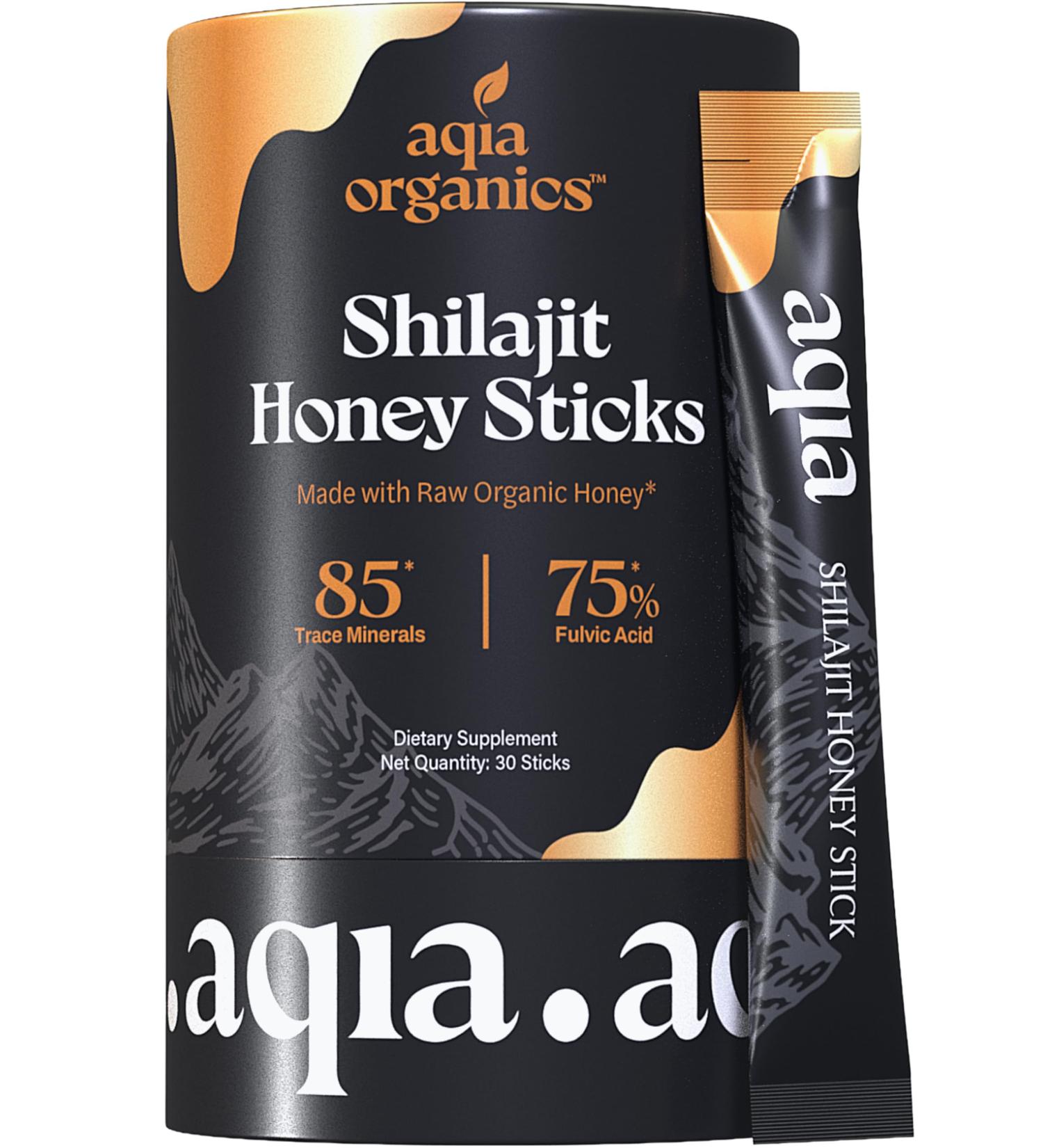 Pure Himalayan Shilajit Honey Sticks | 85+ Ionic Trace Minerals in Single Stick for Clean Energy & Immune Support | 75% Fulvic Acid | Organic Honey | 30 Easy to Consume Pure Shilajit Honey Sticks - Buy Online on GoSupps.com