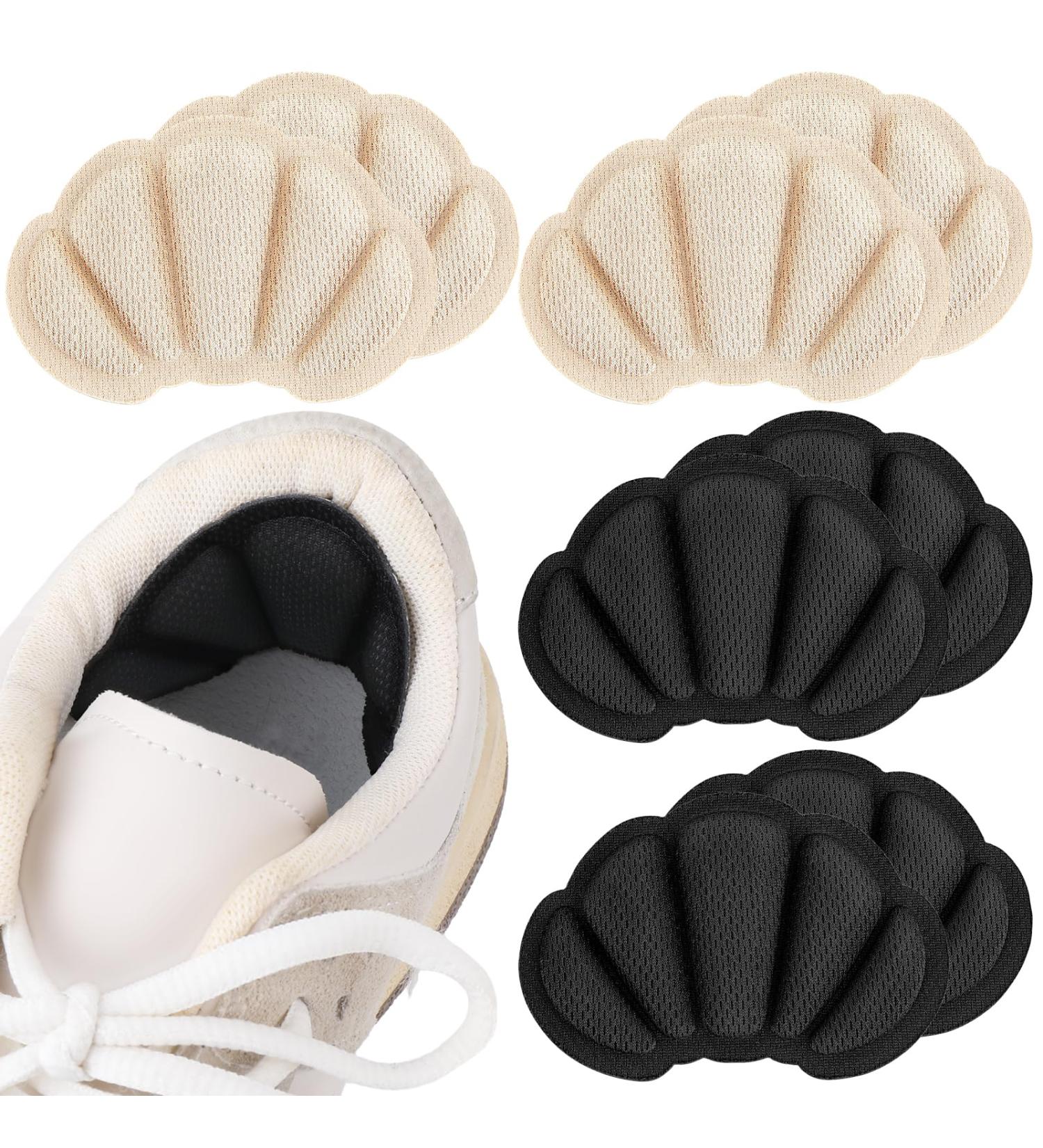 Sibba Heel Grips Liner Cushions - 4 Pairs for Loose Shoes | Anti-Slip Protectors for Blisters | Comfortable Heel Pads for Men & Women | Black & Nude - Buy Online on GoSupps.com