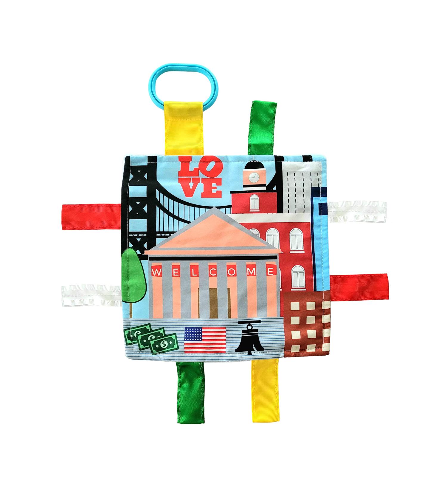 Baby Jack & Co 8x8 Learning Lovey Philadelphia Tag Toy for Babies - Crinkle Soft Toy - USA Cities & Shapes - BPA Free - Ideal Baby Gift - Buy Online on GoSupps.com
