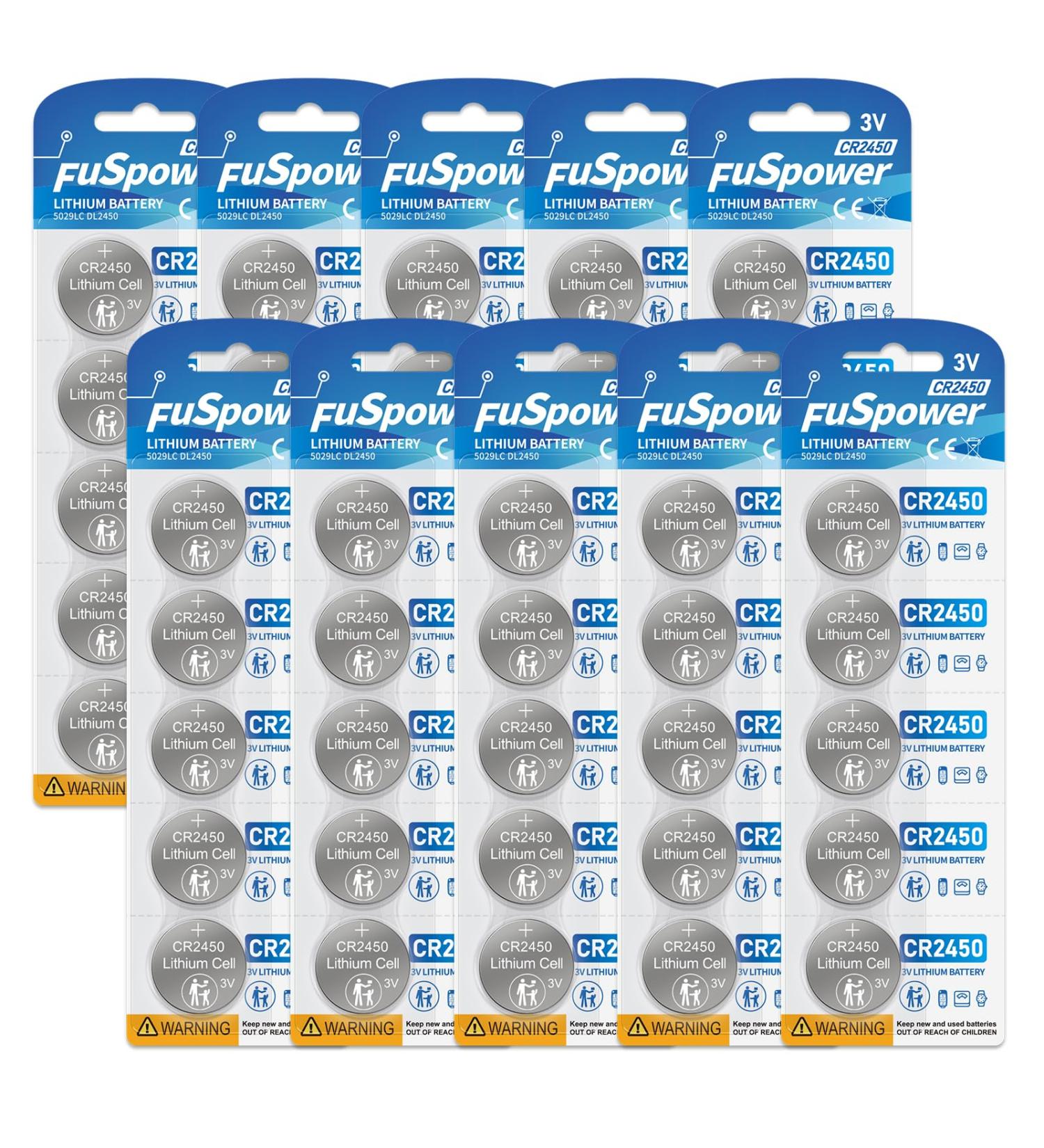 CR2450 3V Lithium Button Cell Battery DL2450 ECR2450 5029LC BR2450V 2450 3V Lithium Battery Coin Cell Batteries for Dive Computer Flameless Candles Thermometer 50PCS - Buy Online on GoSupps.com