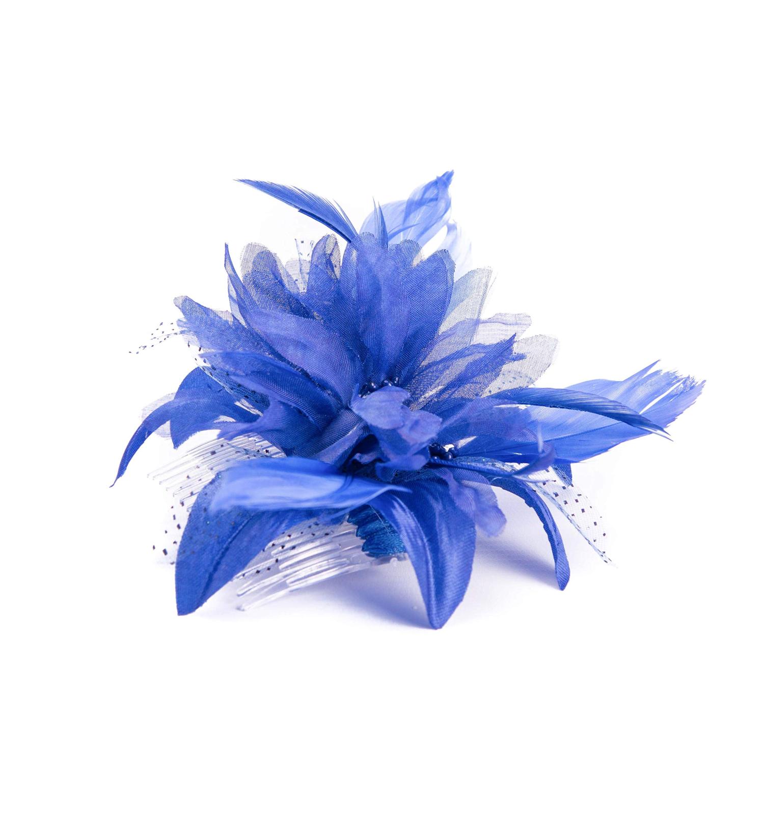 Royal Blue Feather Comb Fascinator for Women - Perfect for Wedding, Ascot Races & Christening - Buy Online on GoSupps.com