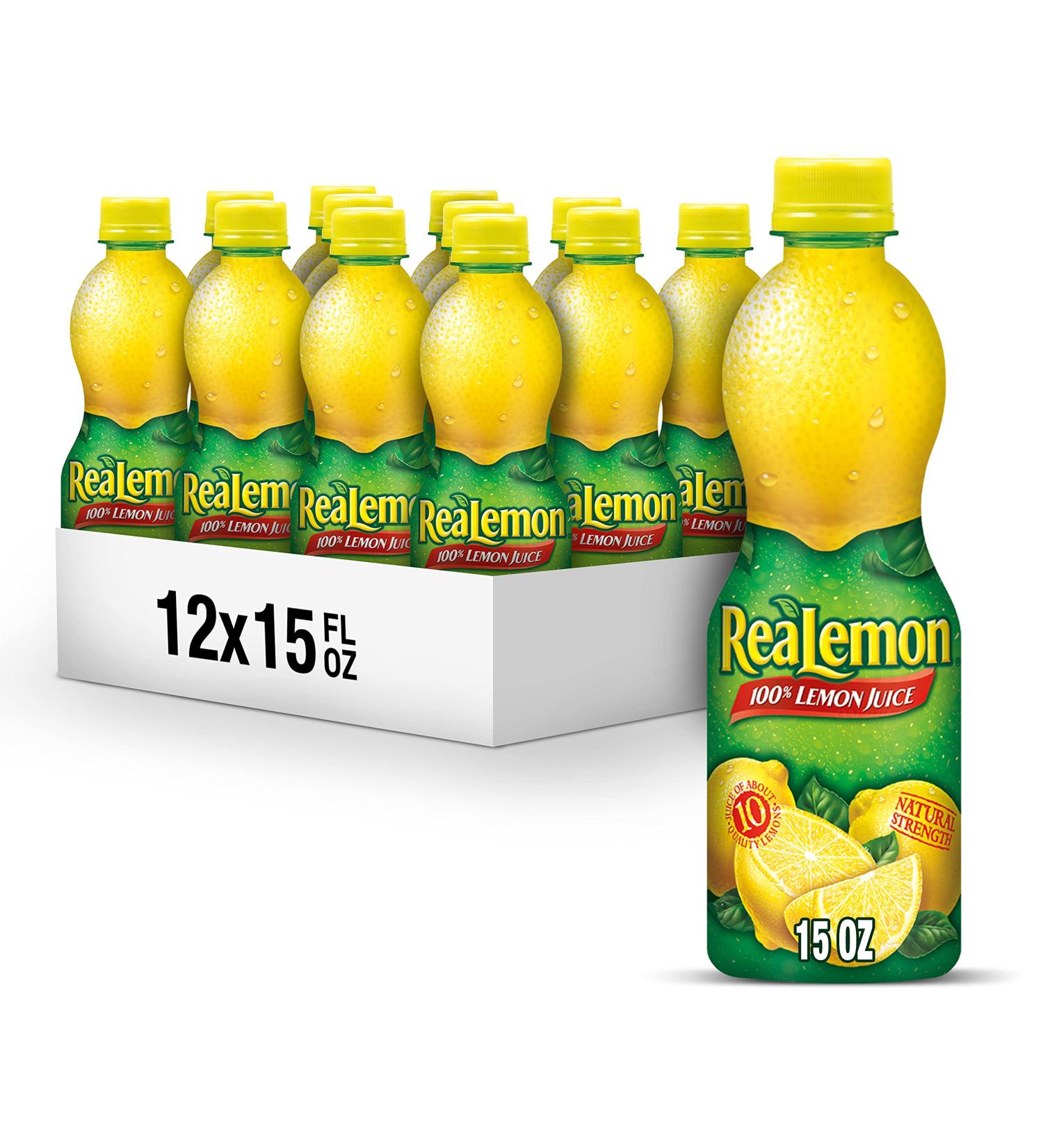 ReaLemon 100% Lemon Juice 15 fl oz Bottles - Pack of 12 - Buy Online on GoSupps.com