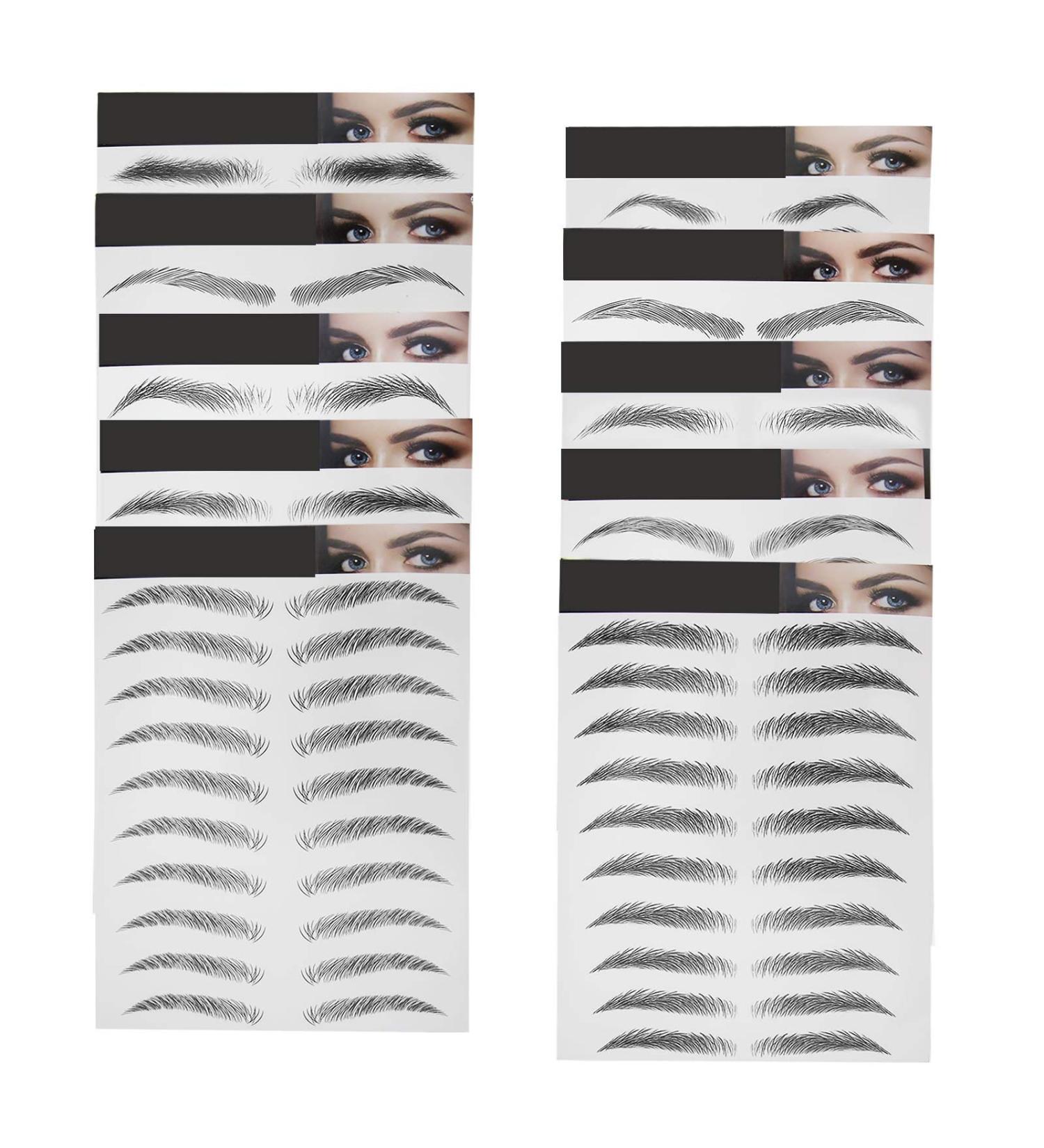 6D Black Eyebrow Stickers - Waterproof & Natural Tattoos - 10 Sheets (100 Pairs) - Buy Online on GoSupps.com