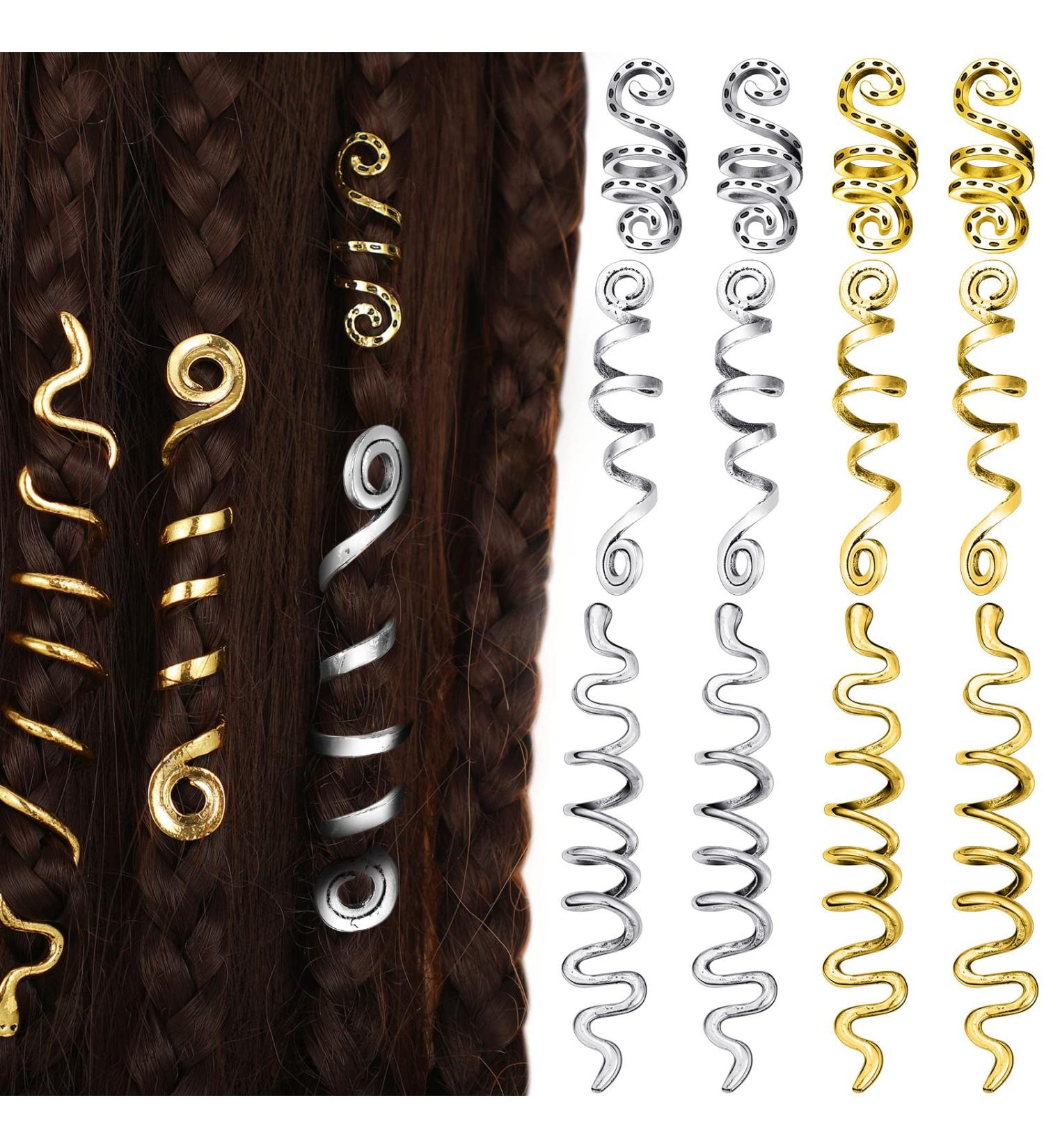 12 Pieces Celtic Hair Jewelry Set for Braids - Gold & Silver Dreadlock Accessories for Women and Girls - Buy Online on GoSupps.com