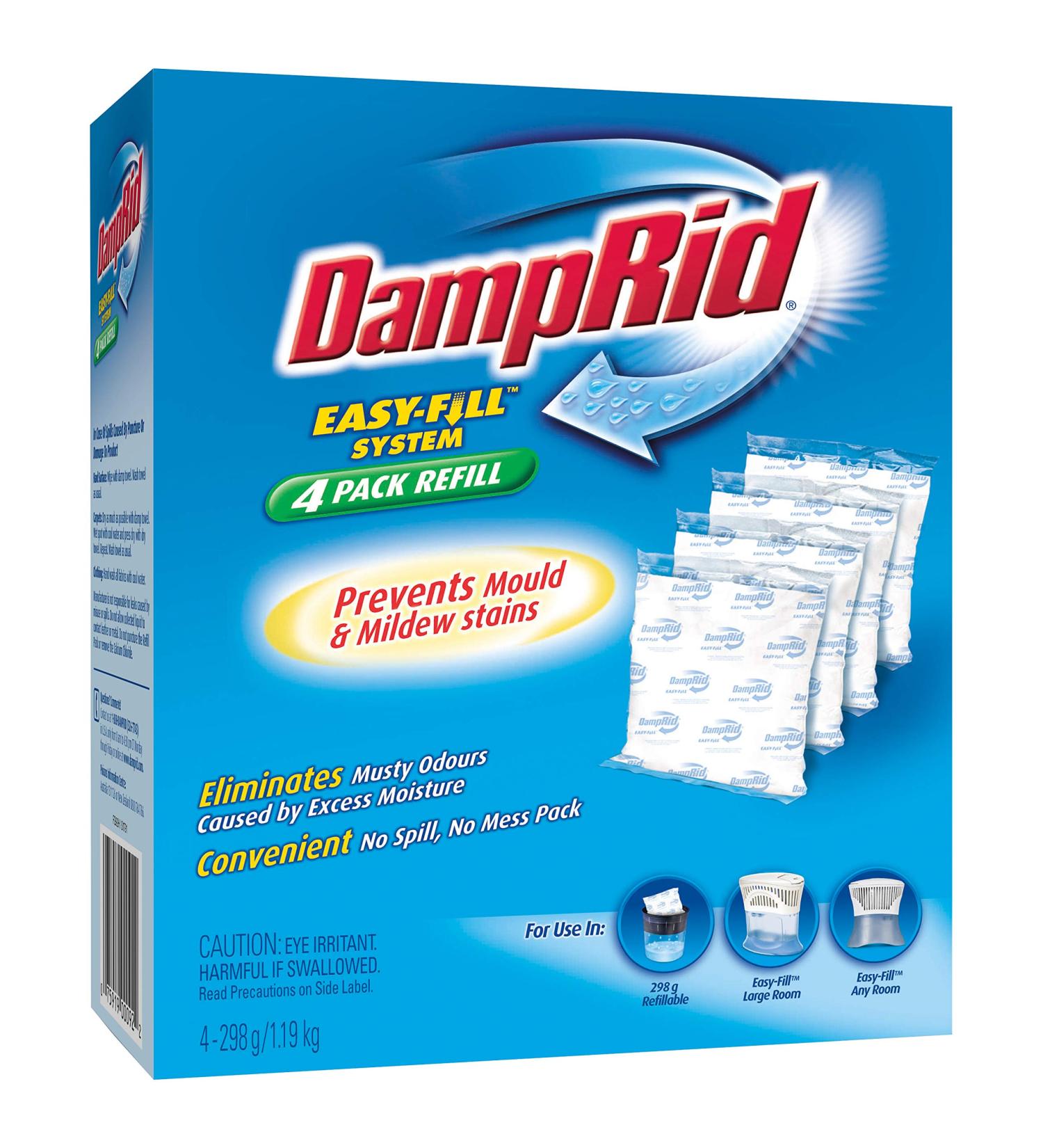 DampRid FG92 Moisture Absorber Refill - Easy-Refill System 4-10.5 oz Packages | Ideal for Home & Travel | International Shipping Available - Buy Online on GoSupps.com