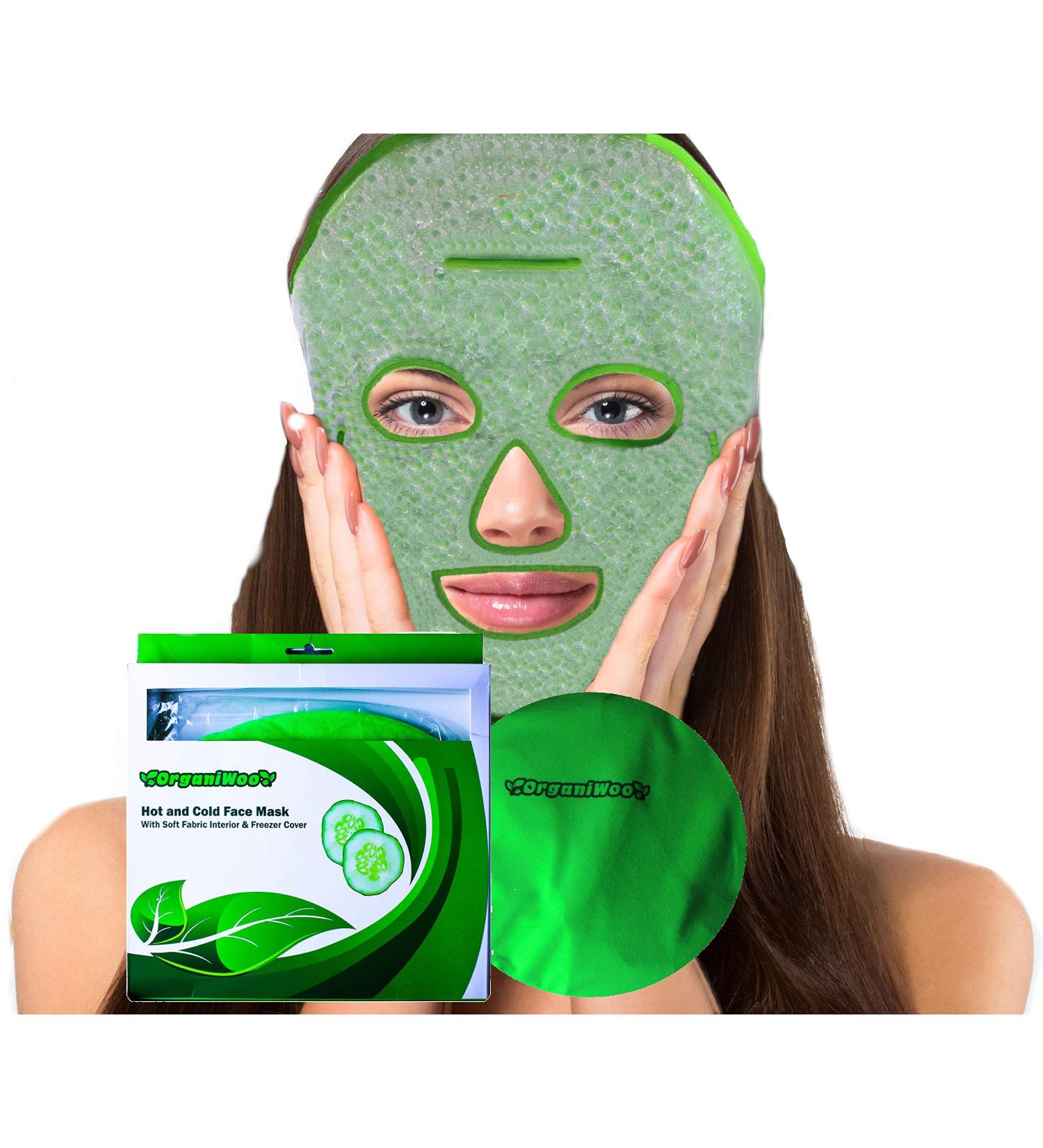 OrganiWoo Hot & Cold Therapy Face Ice Mask - Flexible Beads for Migraines Puffy Eyes Hangovers | Includes Freezer Bag - Buy Online on GoSupps.com
