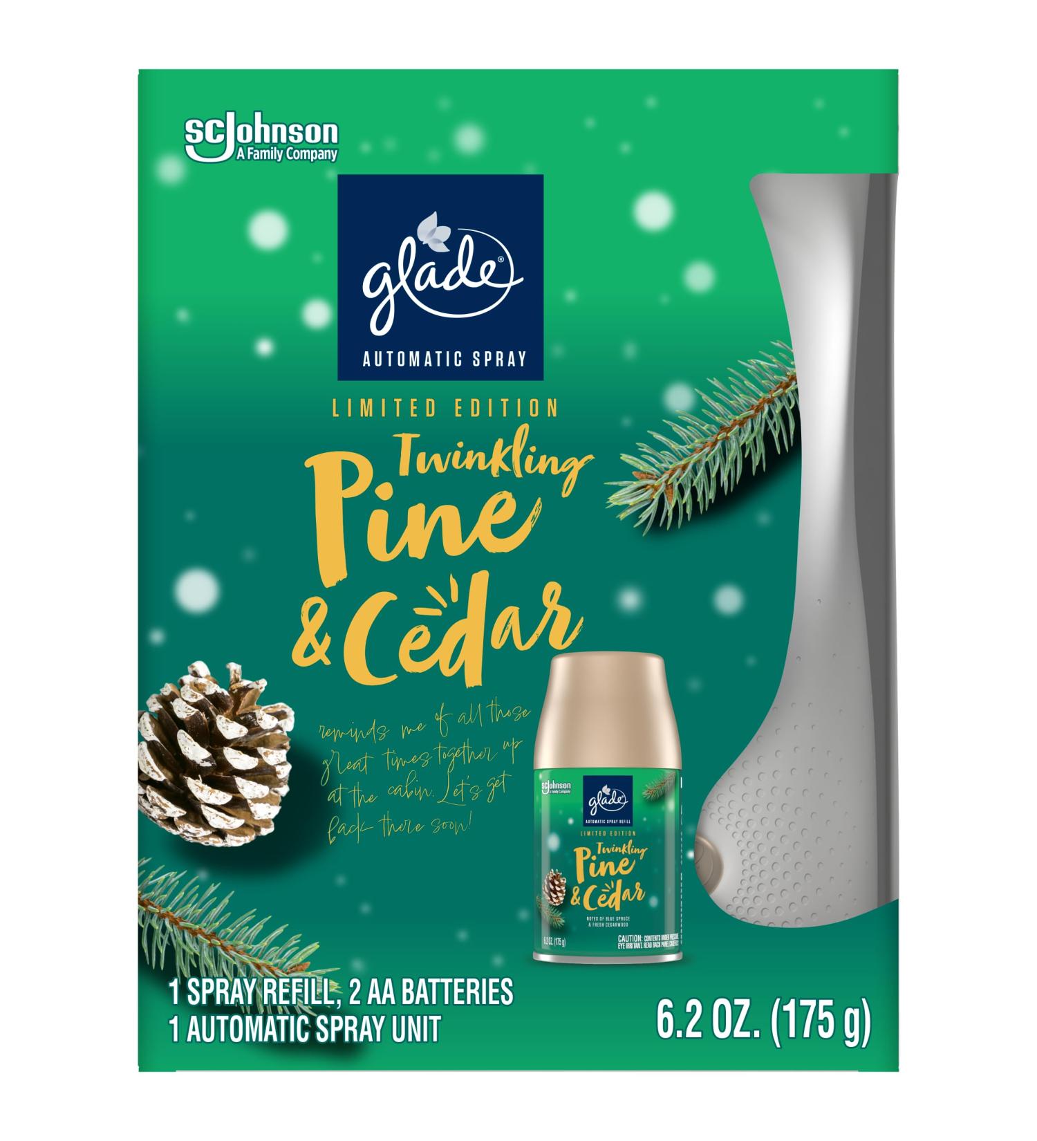 Glade Automatic Spray Refill & Holder Kit - Twinkling Pine & Cedar Air Freshener for Home & Bathroom - 6.2 Oz | International Shipping Available - Buy Online on GoSupps.com