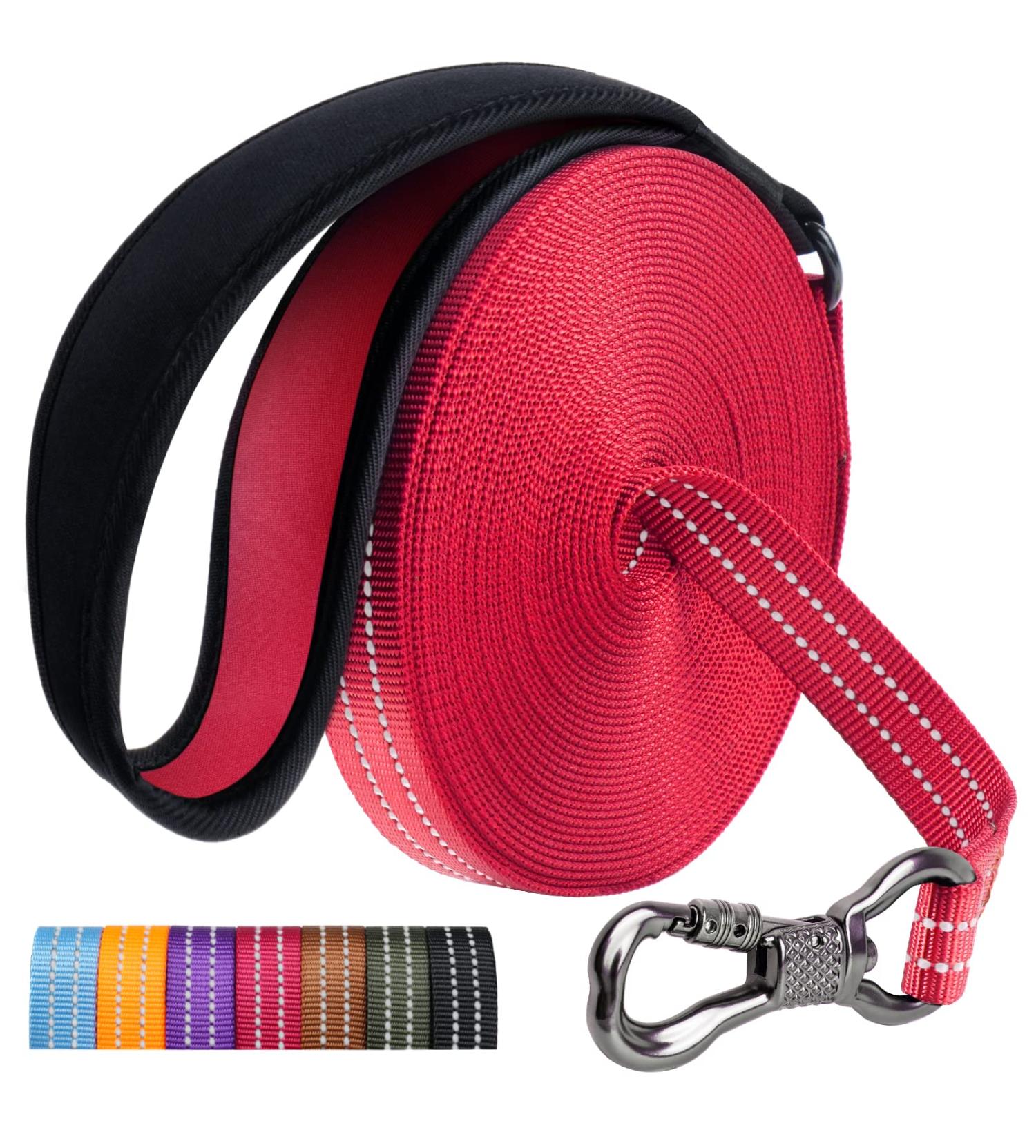 X Xben 15m Dog Tow Line - Robust Leash with Reflective Training Features Lockable Carabiner for Medium & Large Dogs - Comfort Hand Loop 2cm Wide Red - Buy Online on GoSupps.com