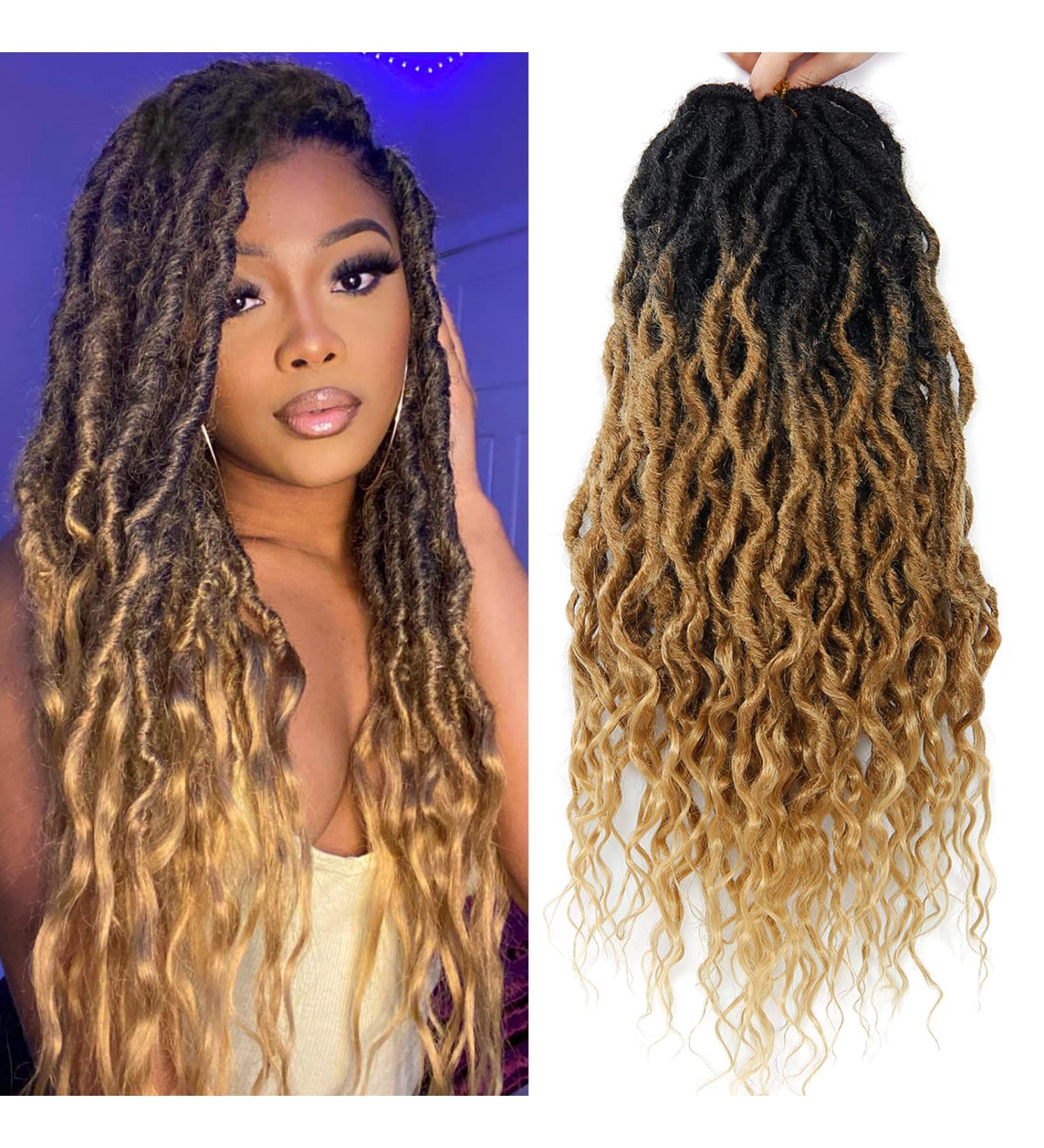 24 Inch Ombre Wavy Goddess Faux Locs Crochet Hair Extensions (6Packs) - #1B/27 - Buy Online on GoSupps.com