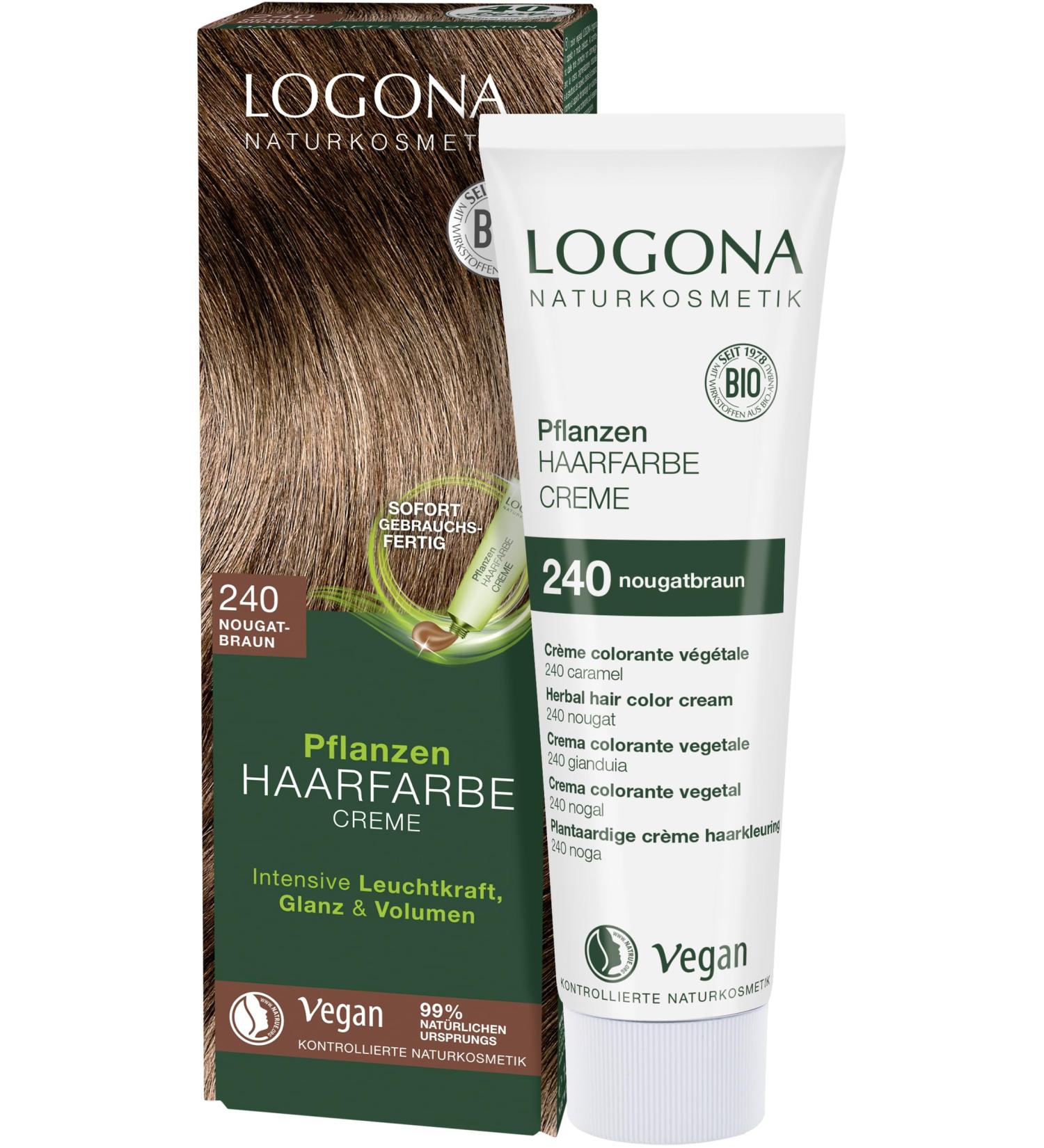 Logona Natural Cosmetics Plant Hair Color 240 Nougat Brown - 150ml | Henna-Based Brown Tone Cream for Dark Hair - Buy Online on GoSupps.com