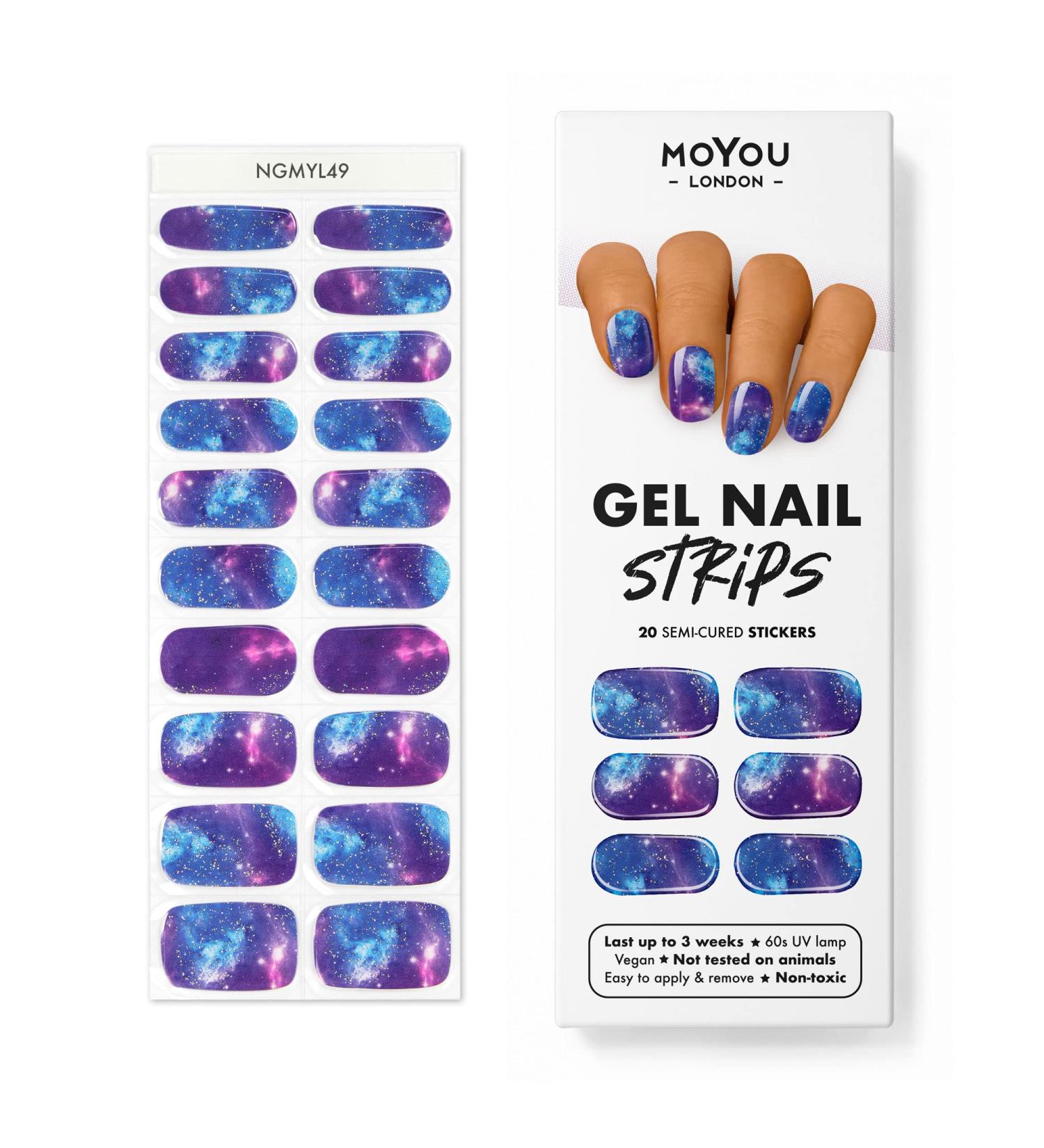 MOYOU LONDON Gel Nail Strips Set with Free UV Lamp - Easy Apply & Remove for Salon-Quality Manicure - Buy Online on GoSupps.com