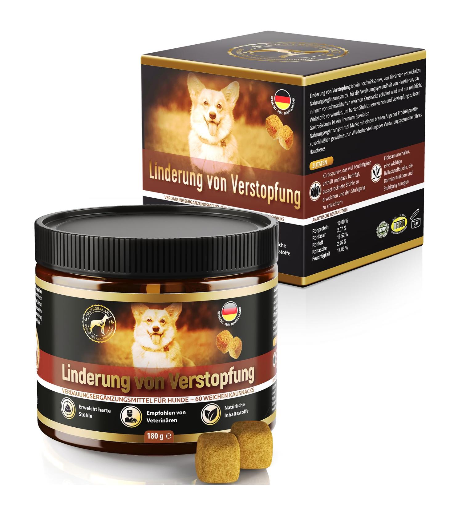 GastroBalance Relief for Constipation in Dogs 60 Soft Chews | Natural Laxative with 100% Active Ingredients Fast International Shipping - Buy Online on GoSupps.com