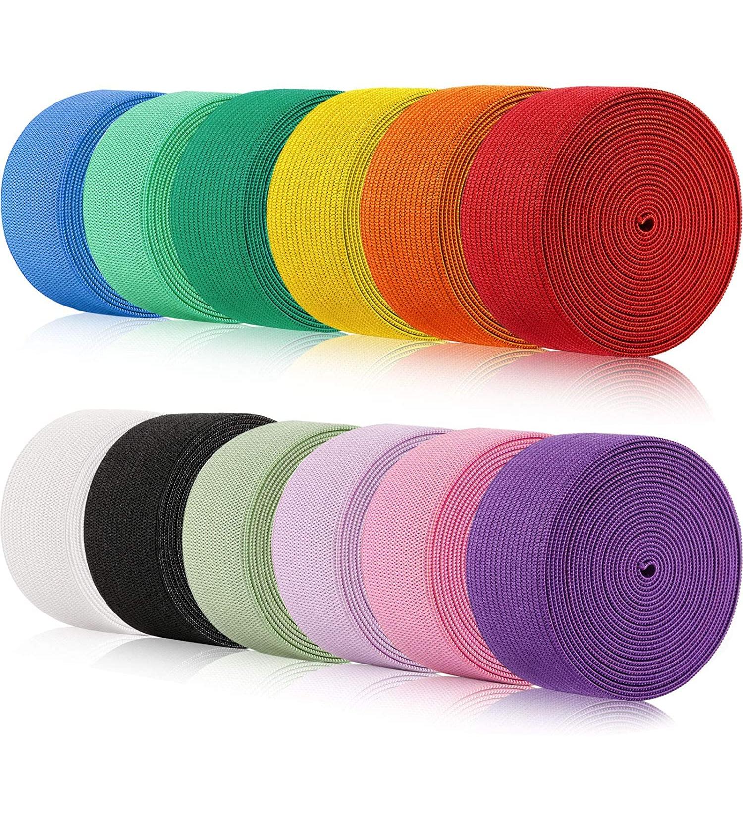 12 Rolls Bright Colored Elastic Bands - 1 Inch x 26 Yard Heavy Stretch Elastic Cord for Sewing Crafts DIY Bedspread Cuff - Buy Online on GoSupps.com