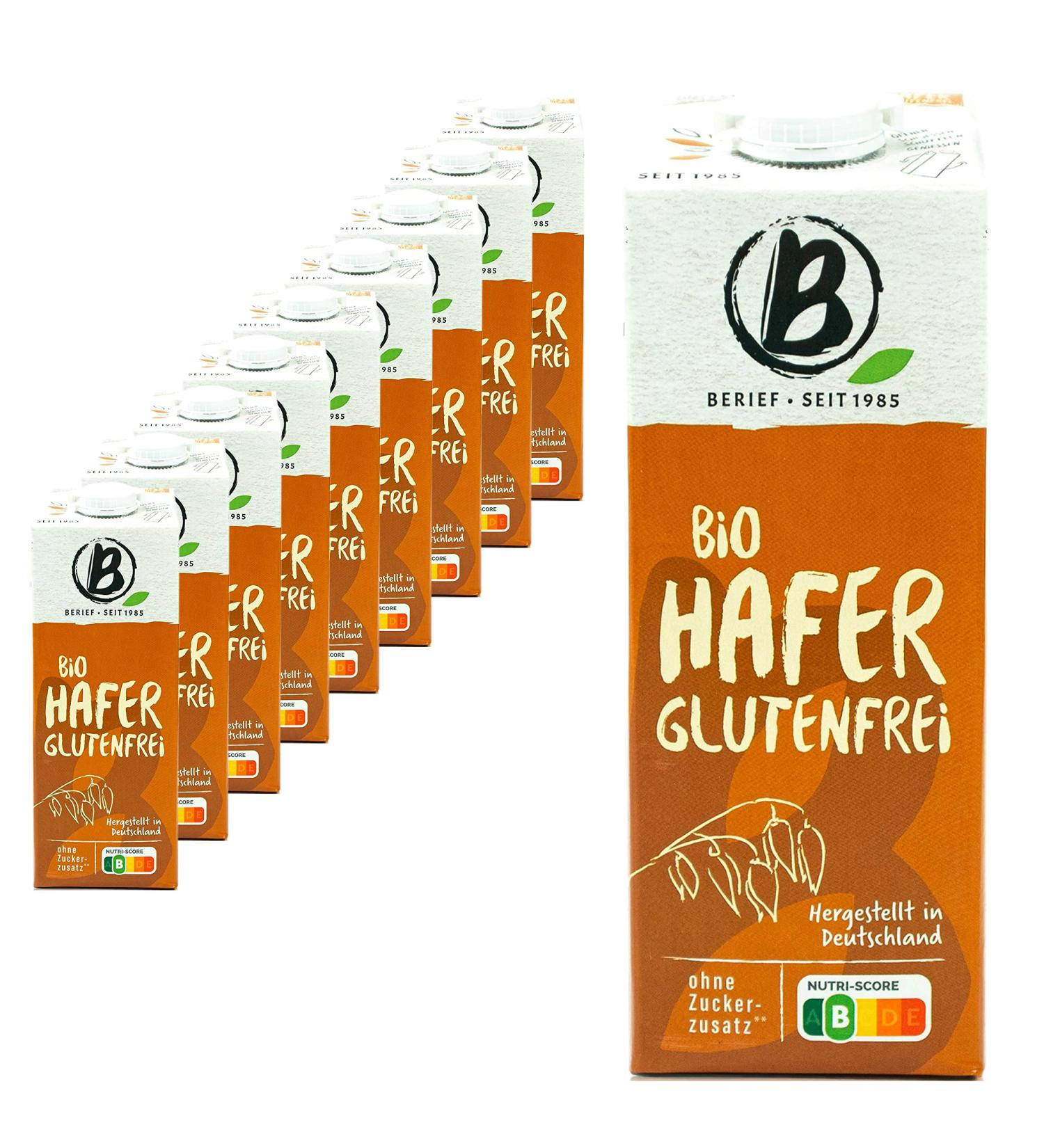 Berief Organic Oat Drink - 10-Pack Gluten-Free Unsweetened 1L | 100% Plant-Based Vegan Beverage - Buy Online on GoSupps.com