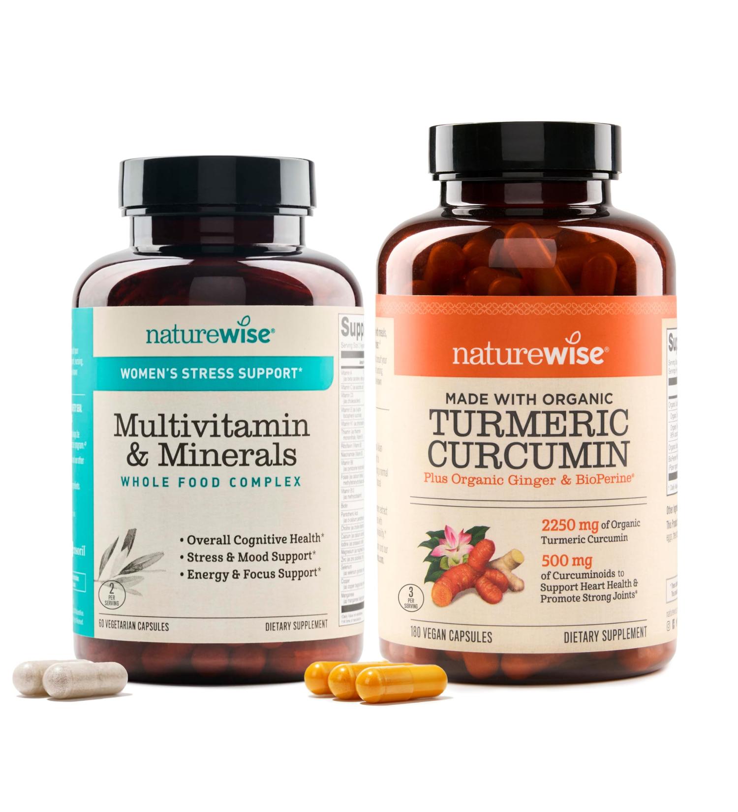 NatureWise Women's Multivitamin & Turmeric Curcumin 2250mg with 95% Curcuminoids & BioPerine Black Pepper Extract Joint Support - Buy Online on GoSupps.com