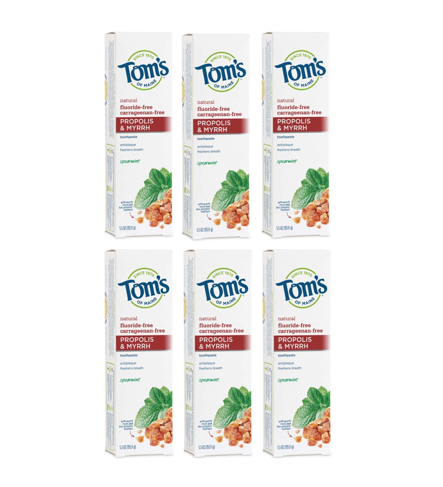 Tomâ€™s of Maine Spearmint Propolis & Myrrh Fluoride-Free Toothpaste - 5.5 oz - Buy Online on GoSupps.com