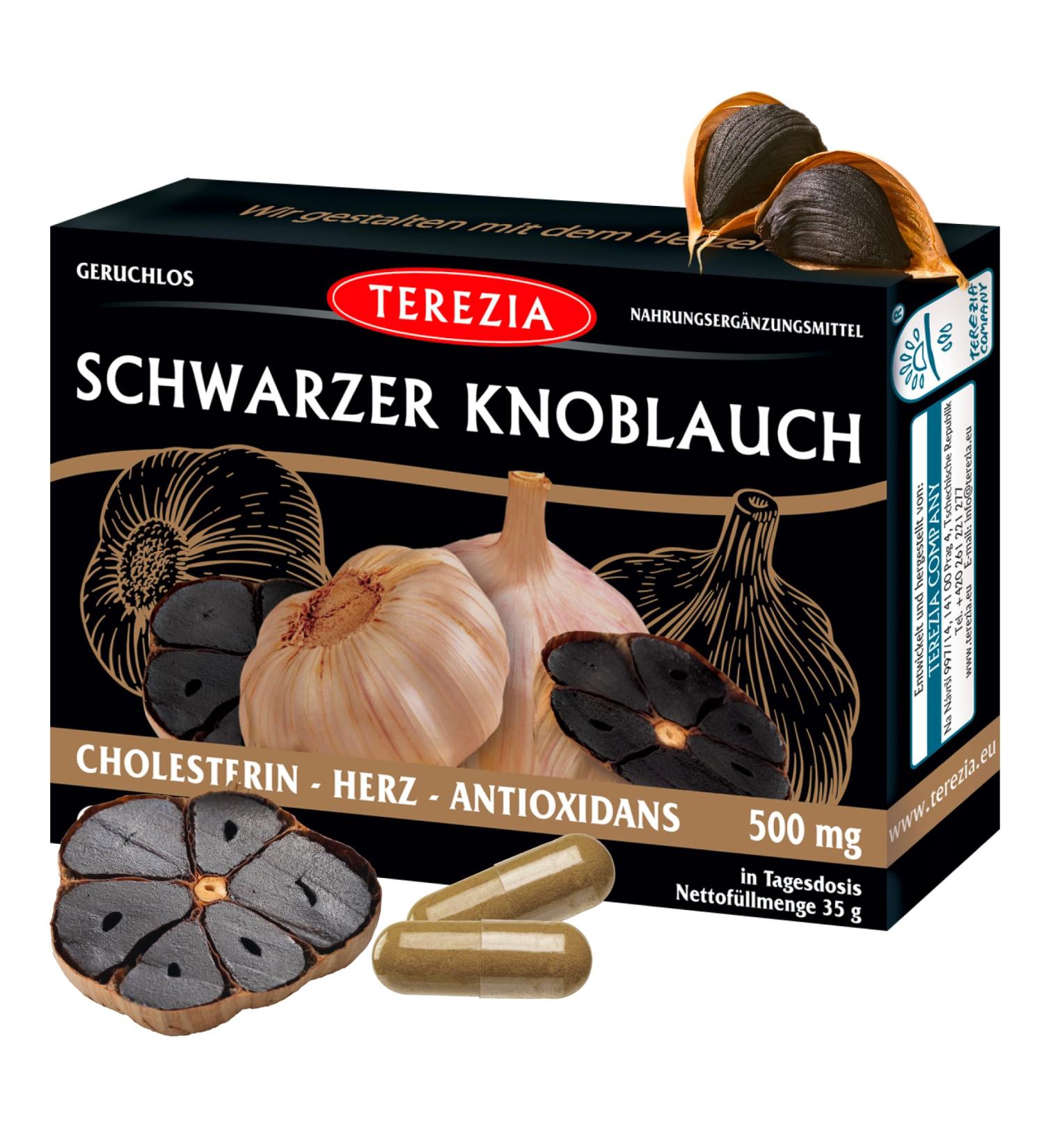 Terezia Black Garlic 500mg - 100% Natural Immune Support | Odorless | 60 Capsules - No Chemical Additives - Buy Online on GoSupps.com