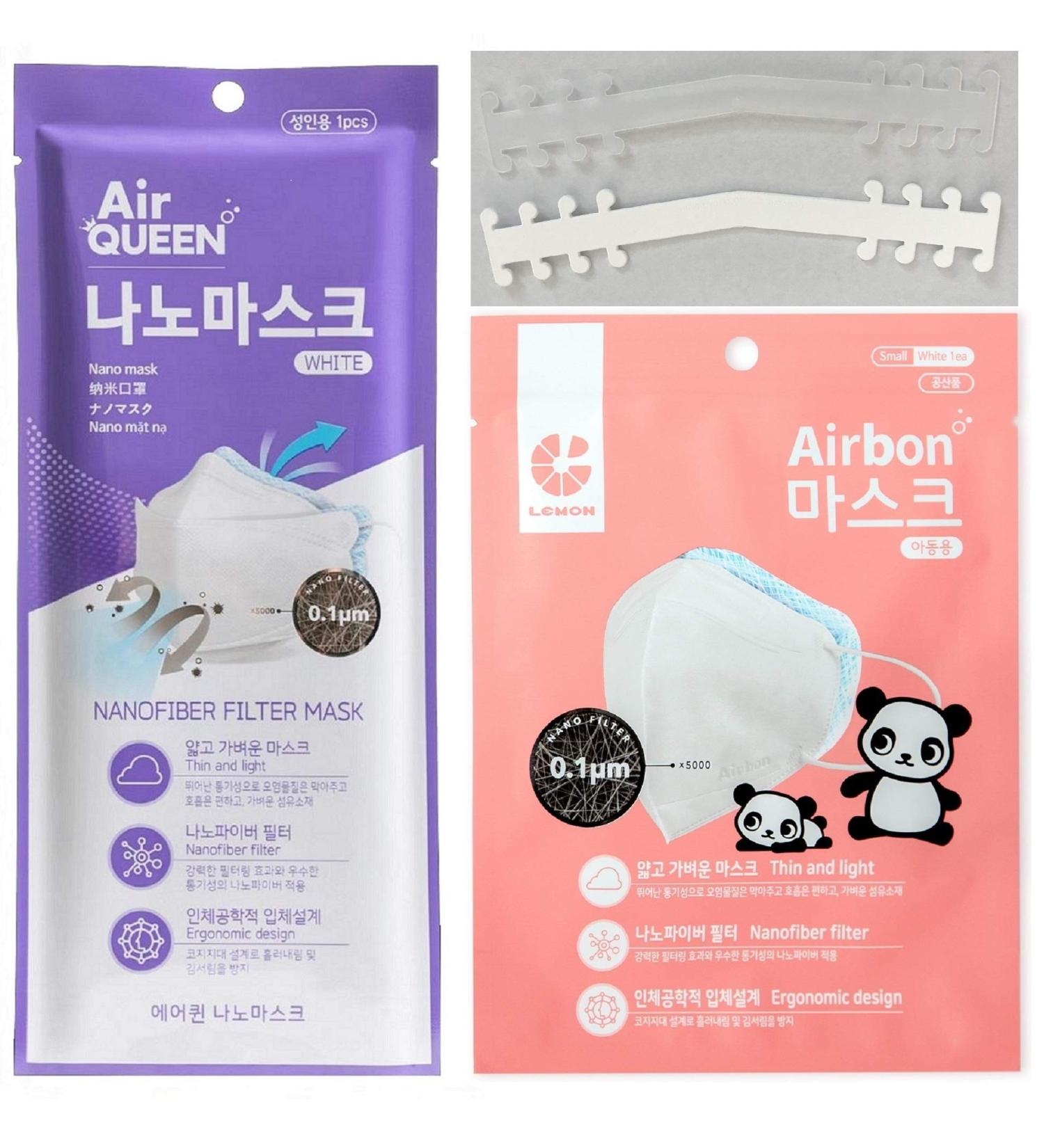Buy 3-Layer Nano Fiber Face Masks - 10 Air Queen + 10 Airbon + 2 Ear Savers | Individually Packaged | Made in Korea | Global Shipping Available - Buy Online on GoSupps.com