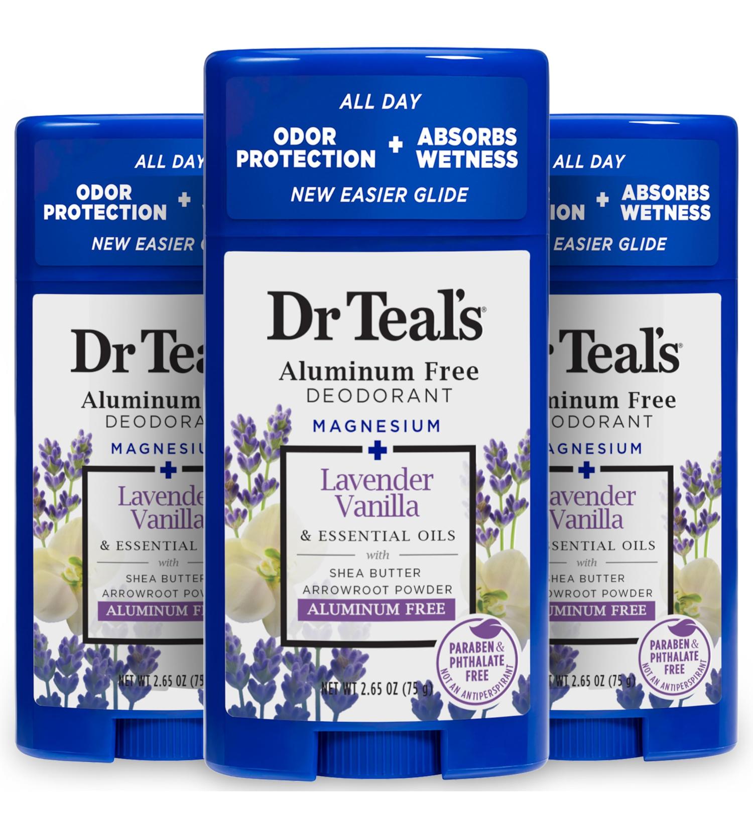 Dr Teal's Aluminum Free Deodorant Lavender Vanilla with Essential Oils 2.65 oz (Pack of 3) - Buy Online on GoSupps.com